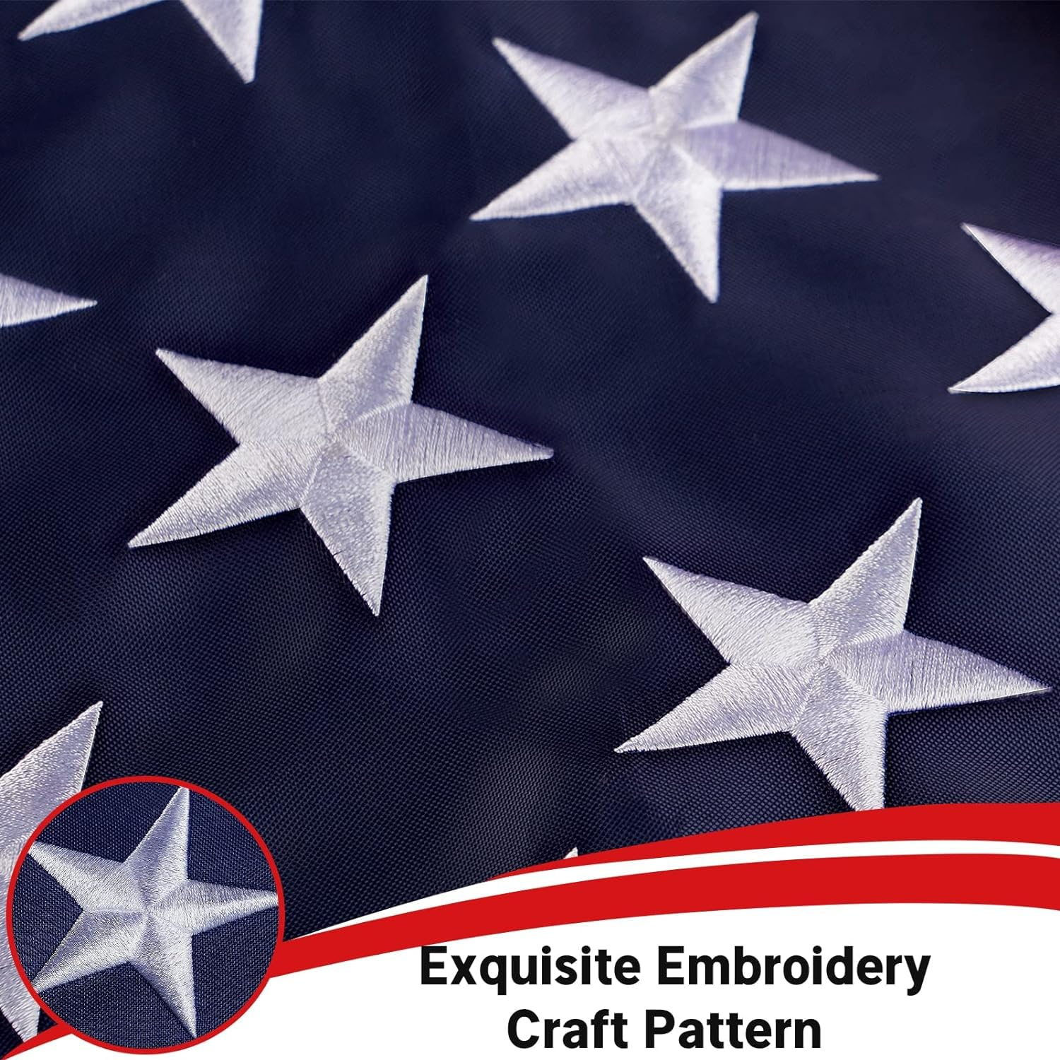 Flagolden Cotton American Flag 2X3 Ft Made in USA, Embroidered Outdoor US United USA Flags Heavy Duty, America Flag for outside with 2 Brass Grommets - 3X5 American Cotton Flag image number 2