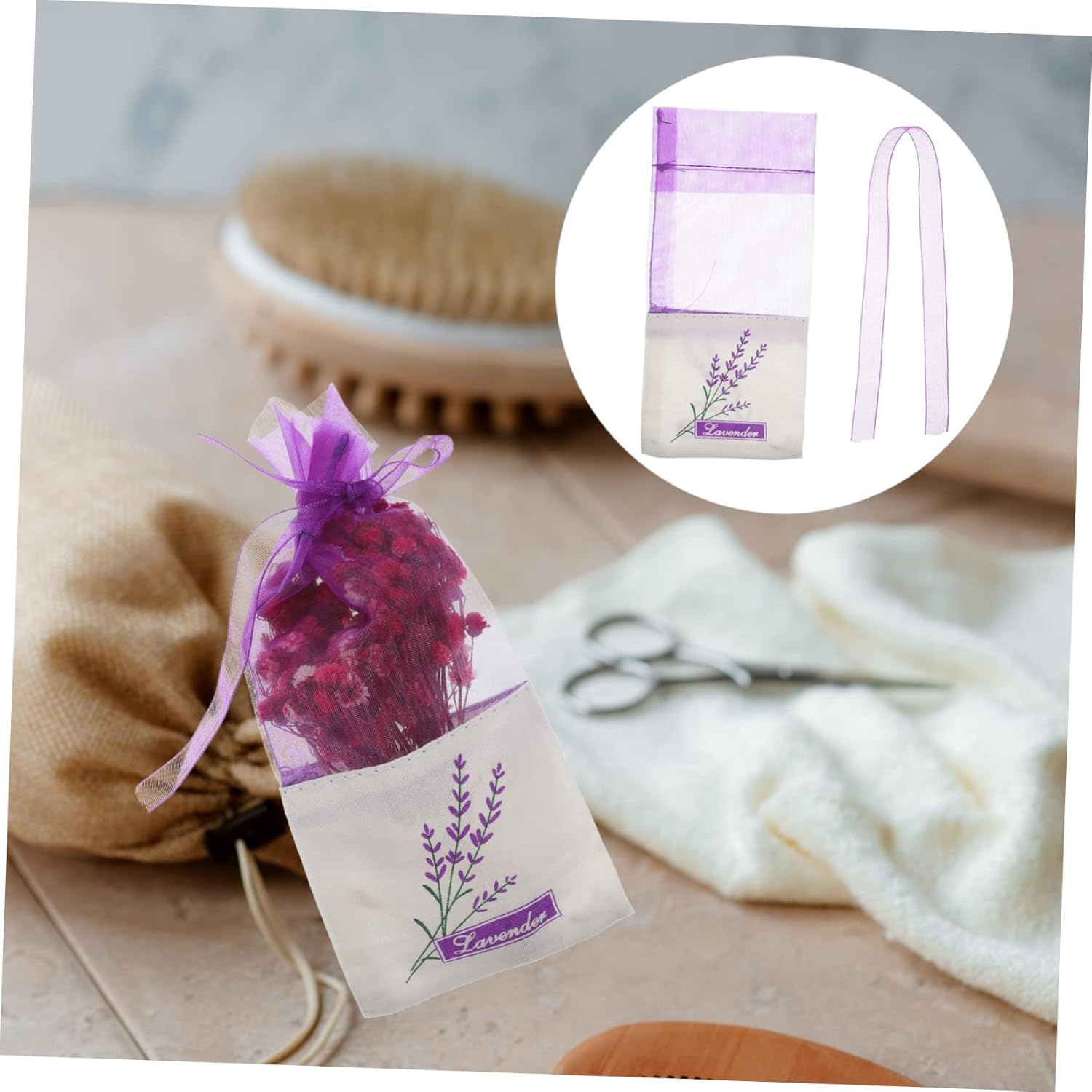 Kichvoe 1Set Lavender Sachet Bags Deep Purple Fragrance Pouches for Wardrobe Home Freshening Made of Gauze and Scent for Closet Deodorizing image number 4