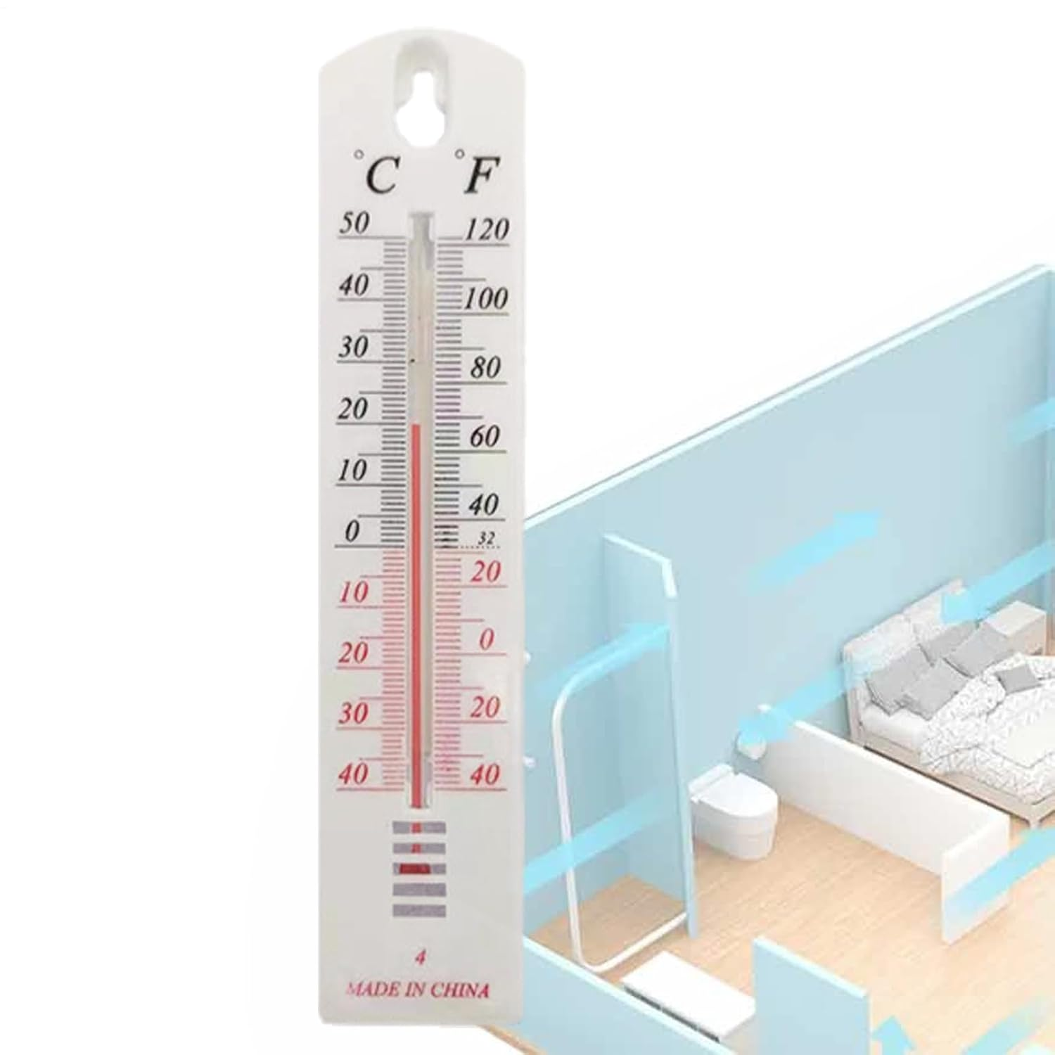 Indoor Outdoor Wall Thermometer, Room Temperature, Easy to Mount Room Temperature Monitors with Precise and Accurate Readings, Thermometer Gauge Easy to Read Scale for Home Office Garden Greenhouse image number 1
