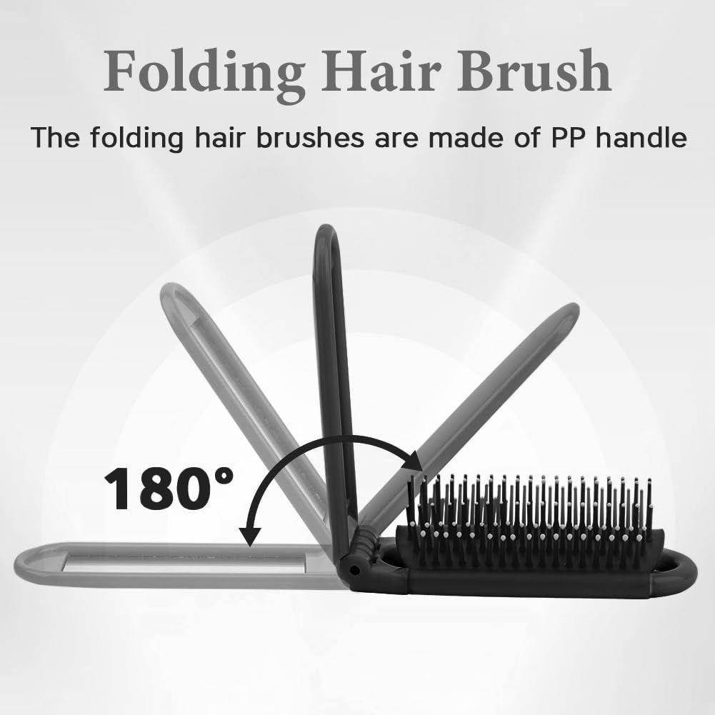 4Pcs/2Pcs Folding Travel Hair Brush with Mirror,Compact Pocket Hair Comb Travel Brush for Women Mini Hairs Brushs for Men Pocket Brushs Hairs Styling Tools(Color:2Pcs) - 2Pcs image number 3