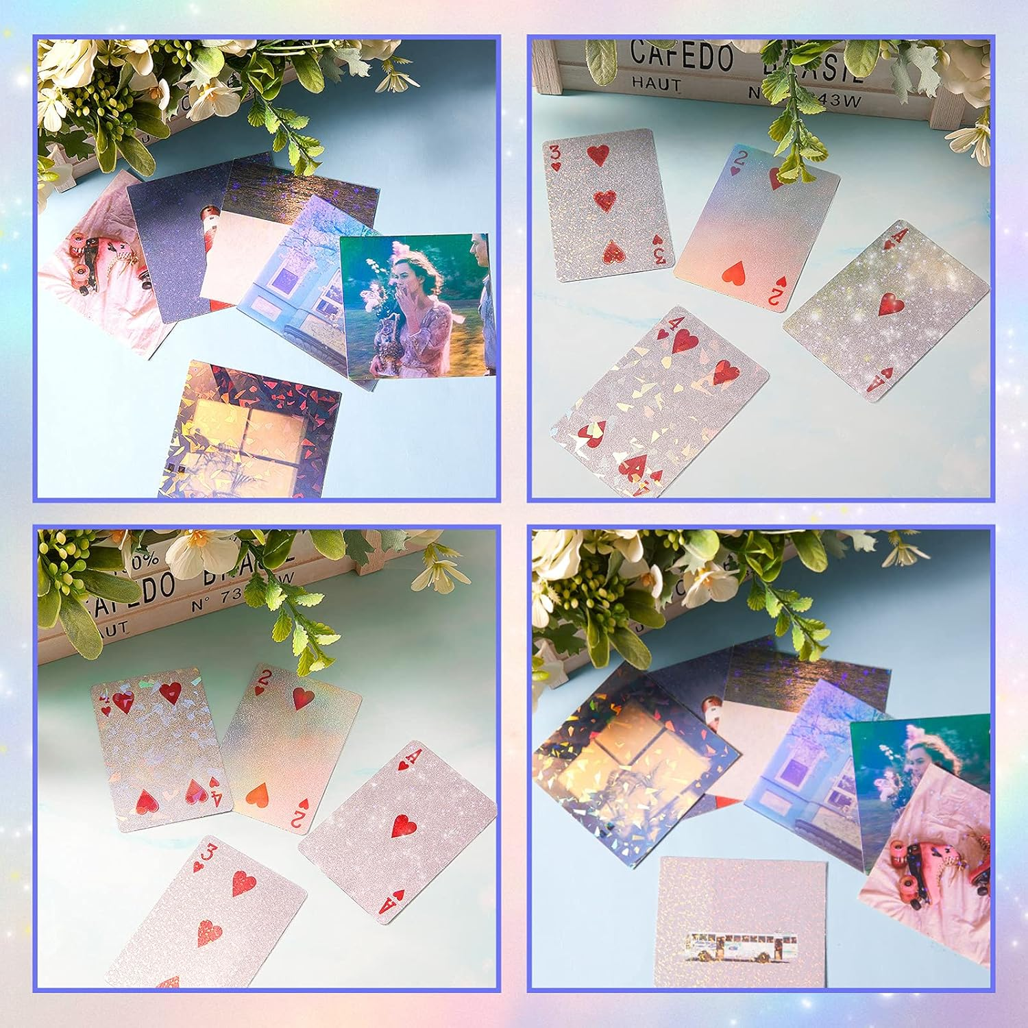 36 Sheets Self-Adhesive Paper Holographic Transparent Paper A4 Waterproof Self-Adhesive Transparent Film 11.7 X 8.3 Inches (Gem, Point, Colorful, Star) image number 6