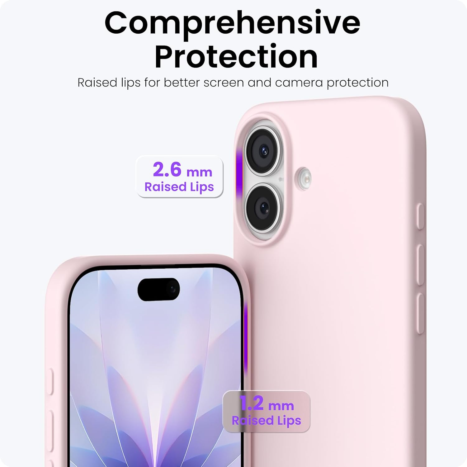 ORNARTO Compatible with Iphone 17 Case 6.3, Slim Liquid Silicone 3 Layers Full Covered Soft Gel Rubber Phone Case Protective Cover 6.3 Inch, Chalk Pink image number 4