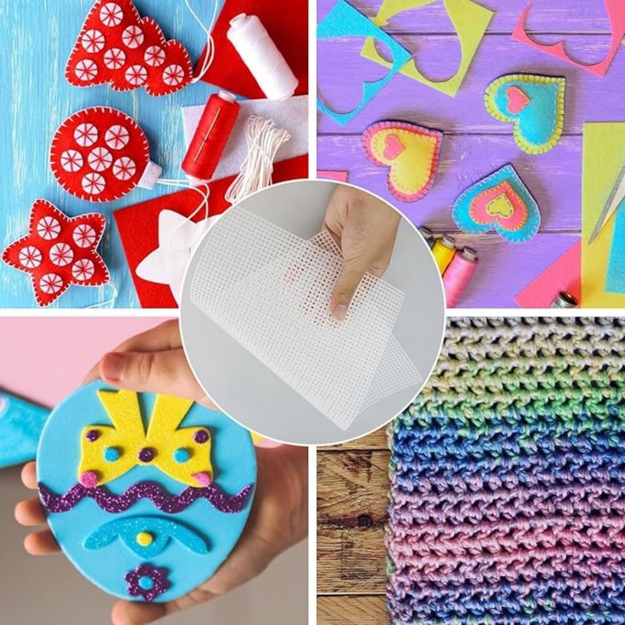 20Pcs Plastic Canvas Sheets, 7CT Clear Plastic Mesh Canvas Sheets for Embroidery Making, Cross Stitch Plastic Aida Mesh Screen for Crafts DIY Crochet Projects(5.4X5.4Inch) image number 5