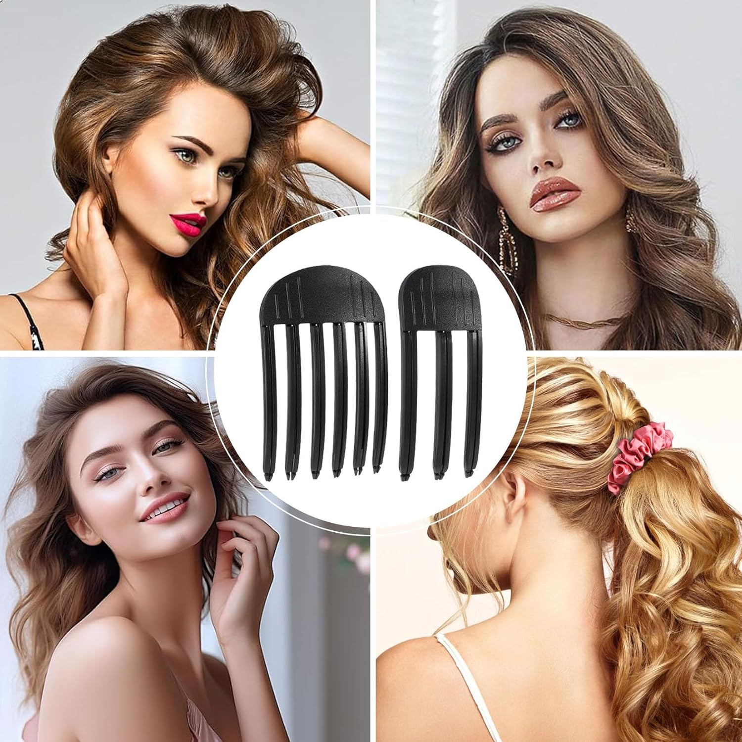 Pack of 2 Volume Clips Hair, Volume Hair Clips, Volume Hair Clips for Hairline, Hair Root Lifting Clips for Men Women Fluffy Bangs Hairstyle (Black) image number 4