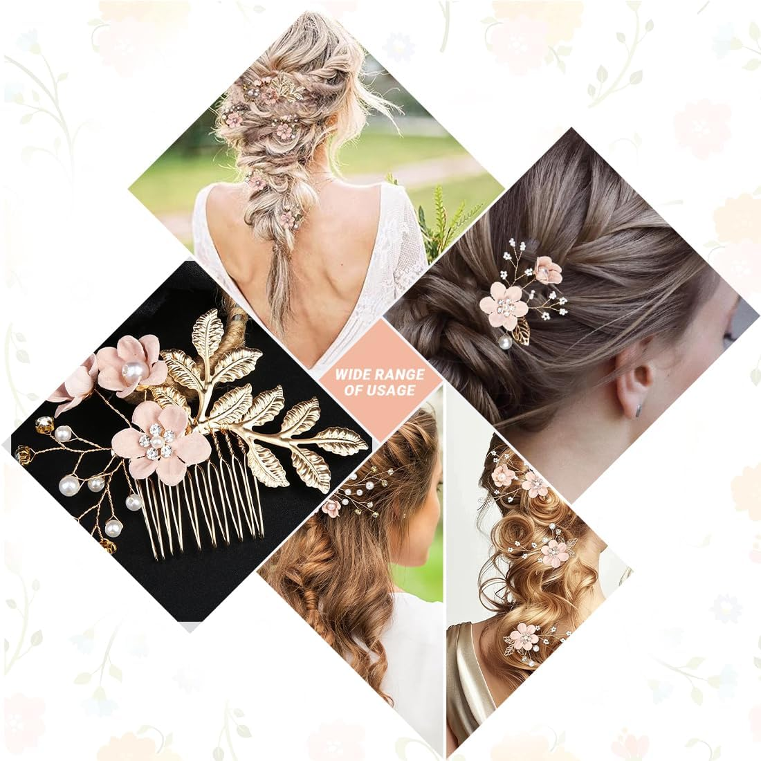 JYNVO Wedding Hair Accessories, Pack of 3 Pearl Flower Bridal Hair Comb Rhinestone Bridal Hair Pins for Communion Girls Bride Bridesmaid image number 3