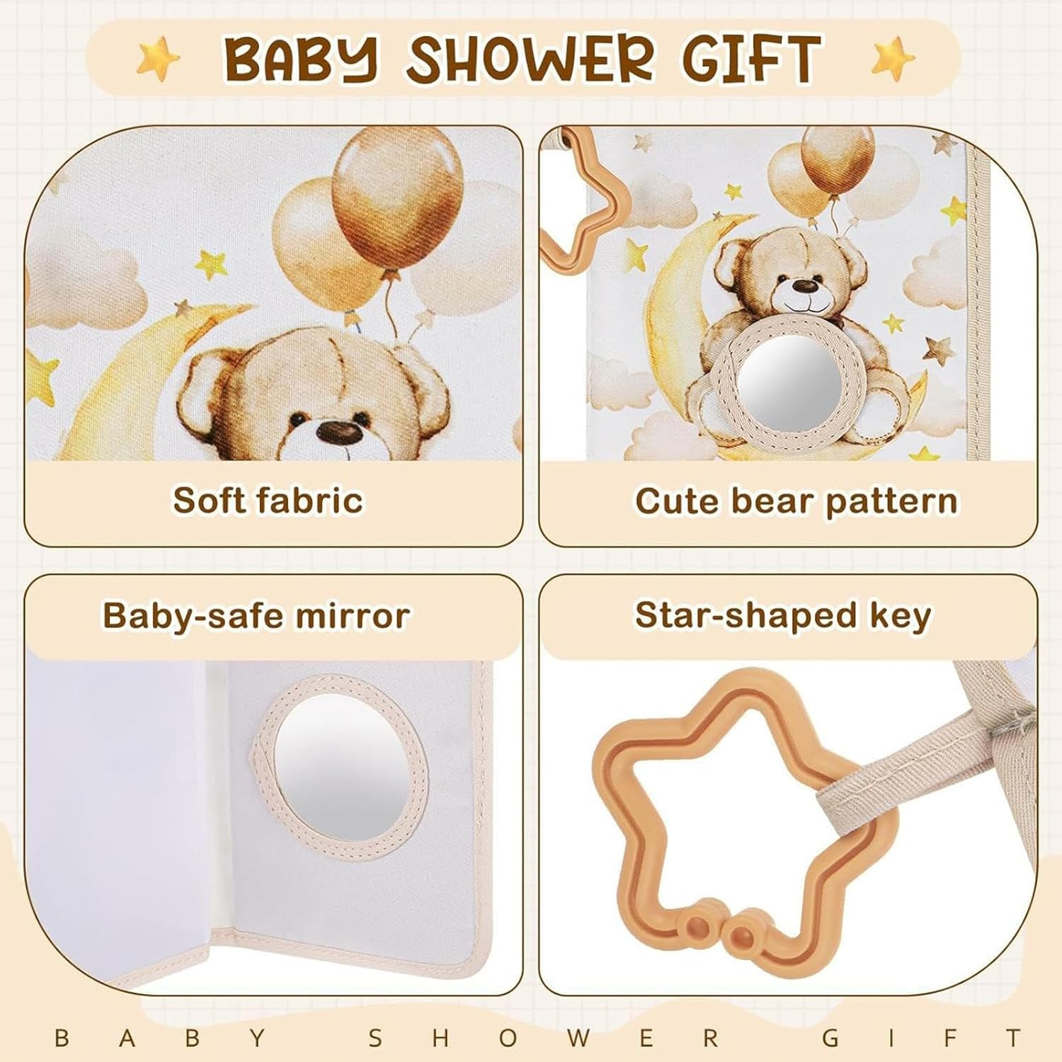 Toddler Family Photo Album, Soft Photo Cloth Book Family Album, Bear Theme Memory Book Holds 17 Pictures Educational for Bedroom Travel Cribs Strollers image number 2