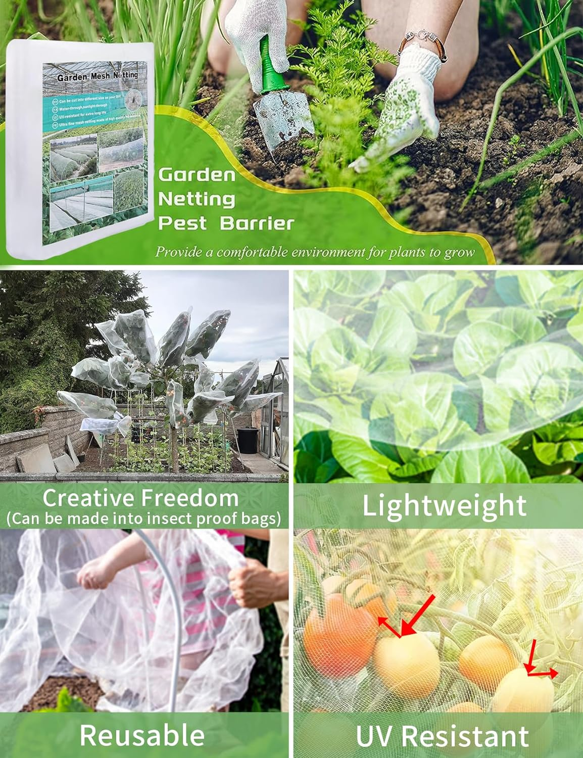 Garden Mesh Barrier, 3MX15M Fine Netting Pest Barrier Bird Net Yard Protection, Nylon Mosquito Plant Covers, Garden Net for Vegetables Flowers and Fruit Trees image number 2