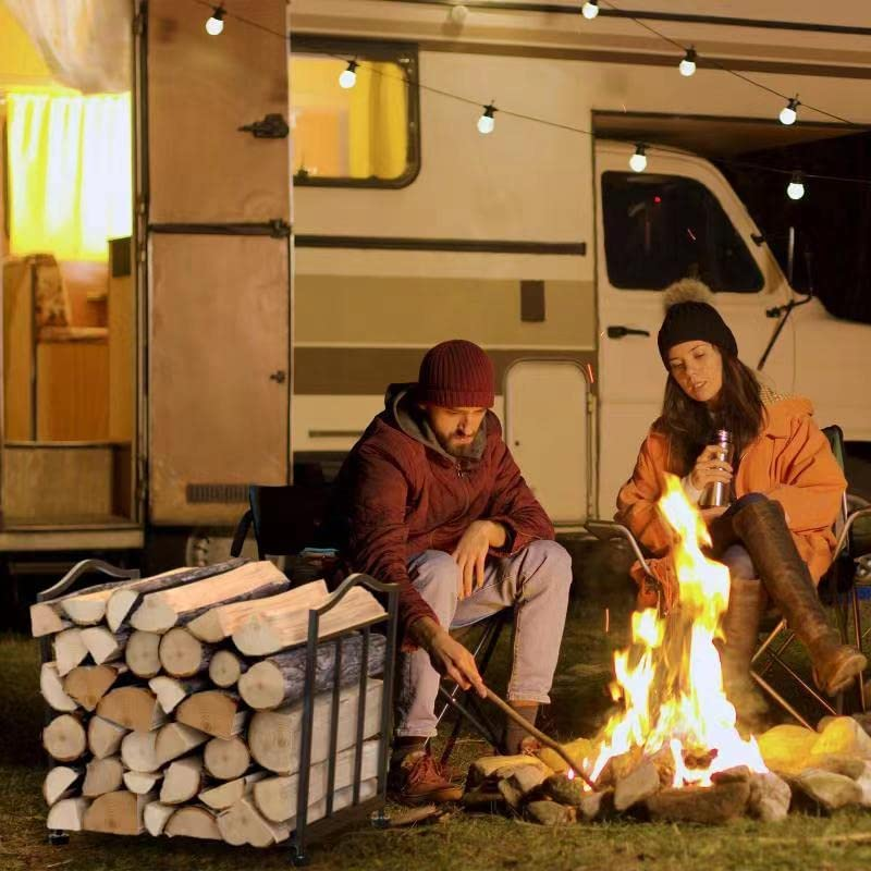 Stlove&reg; Firewood Racks, Metal Fireplace Rack, Indoor Outdoor Folding Fireplace Log Rack, Open Log Holder for Wood Storage, Keeps Firewood Neat,Drying, Fit on Garden,Beside Fire Pits(Not Include Wood) image number 1