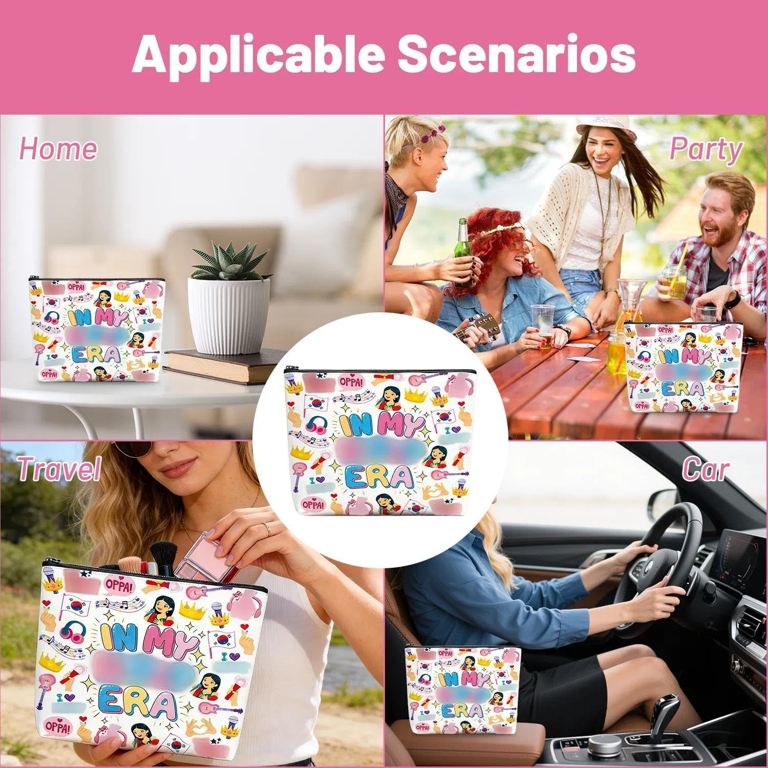 K-Pop Makeup Bag, Waterproof Linen Cosmetic Bags, Just a Girl Who Loves K-Pop Gift for Women, Girls, Teenagers, Fans, Enthusiasts image number 6