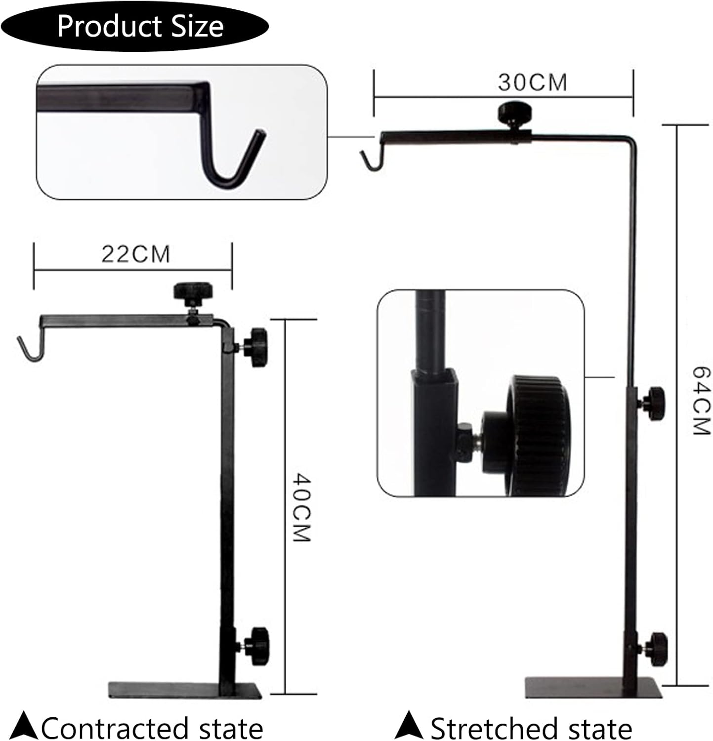 Adjustable Reptile Lamp Stand(16 to 25.2 Inch), Landing Lamp Holder Bracket with Base for Reptile Glass Terrarium Heating Light image number 4