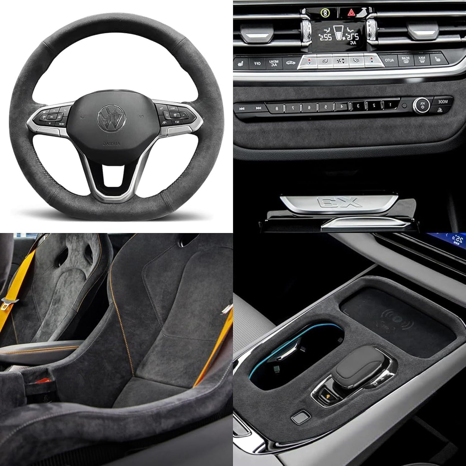 Fabric Wrap Self Adhesive Suede, Premium Suede Adhesive Stretch Film Sticker Luxurious Look for Furniture Upholstery DIY Car Interior 16In X 78.7In, Black image number 5