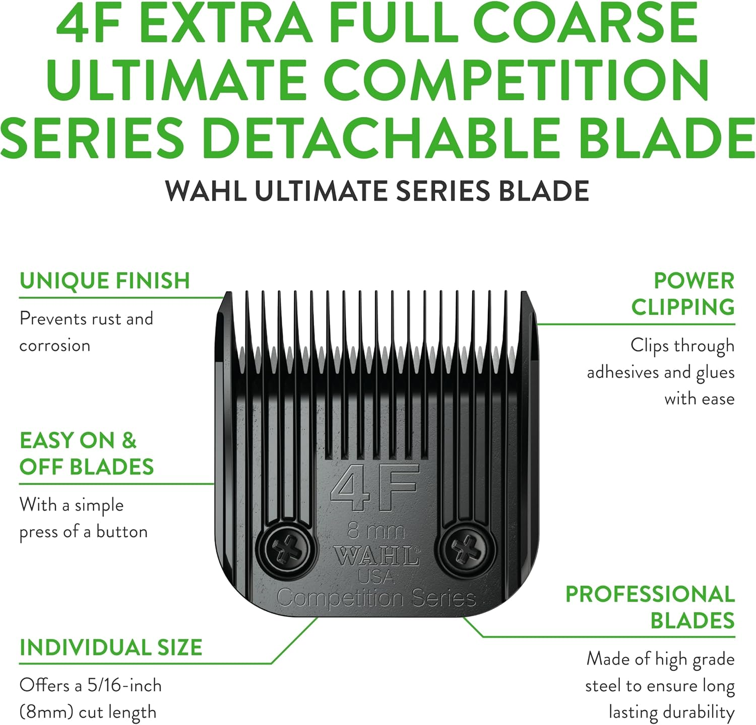 Wahl Professional Animal #4F Extra Full Coarse Ultimate Competition Series Detachable Blade with 5/16-Inch Cut Length (#2375-500),Black image number 5