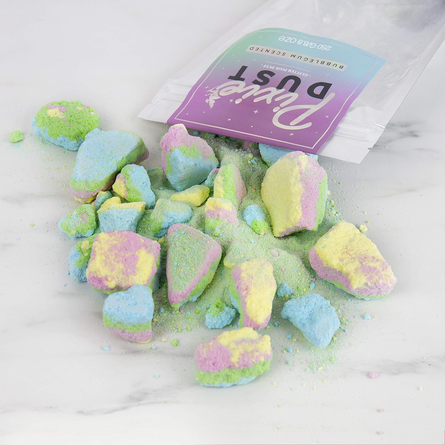 Gift Republic Pixie Dust Bath Crystals, Bubblegum Scented, Colourful Glitter-Infused Soak, 250G Bag, Fizzy Bath Bomb Crystals, Fun Pastel Bath Soak, Relaxing Bath Additive image number 4