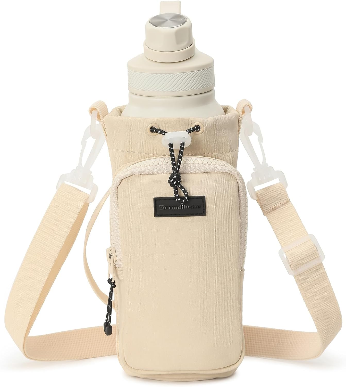 SEPWIK Water Bottle Carrier Bag with Phone Pocket 40Oz Water Bottle Holder Pouch with Adjustable Strap Water Bottle Sleeve for Walking Hiking Camping Gym Scandihome Series