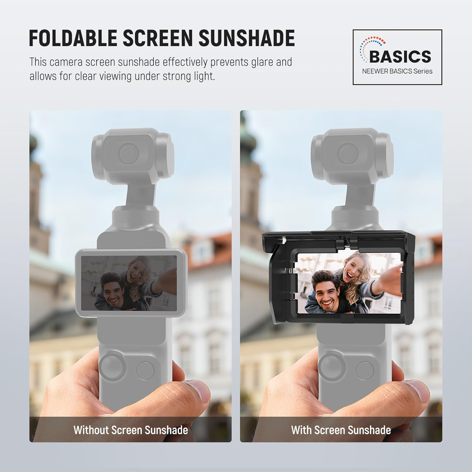 NEEWER Screen Sunshade Compatible with DJI OSMO Pocket 3 Accessories, 3 Sided Foldable anti Glare Camera Screen Sun Hood Protector for Outdoor Selfies Vlogging Video Recording Live Streaming, AC154 image number 1