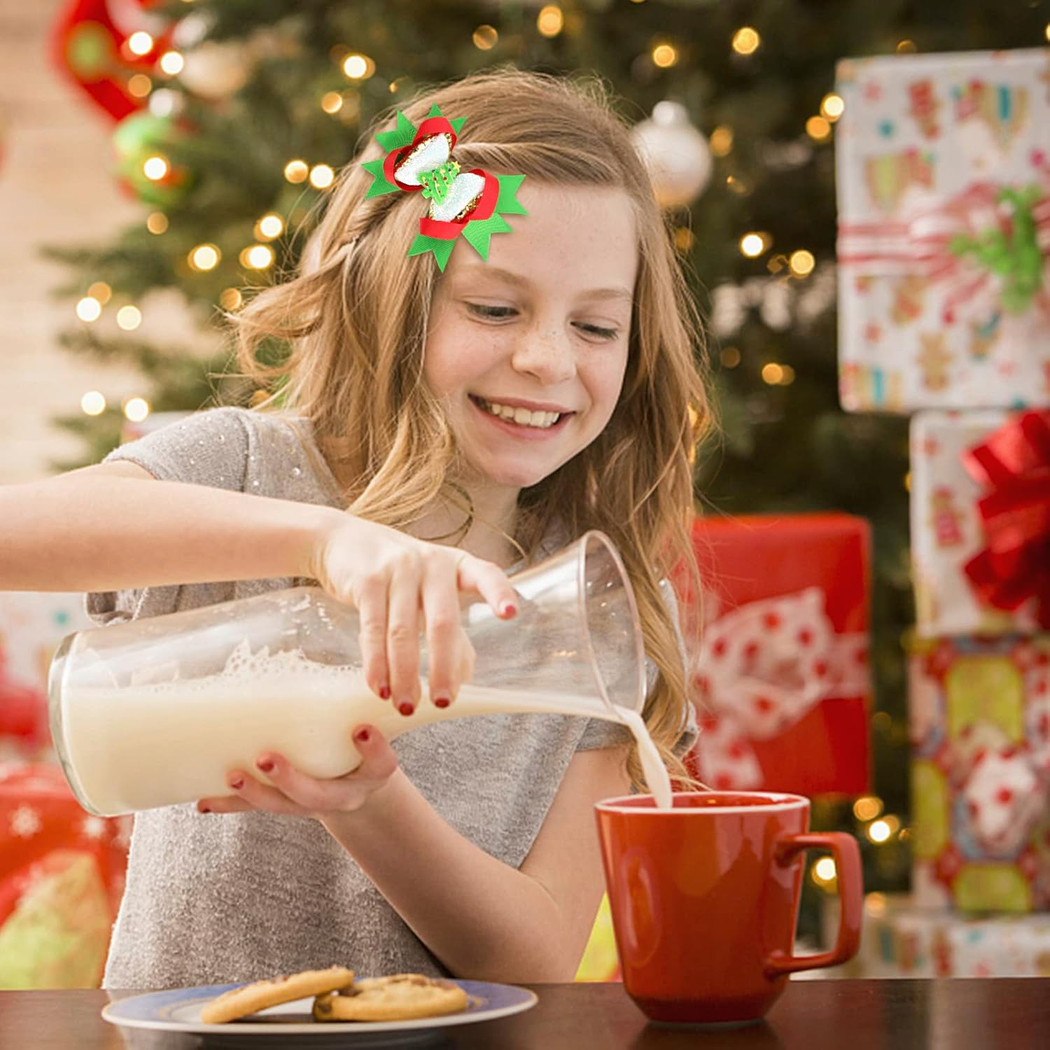 Snowstar 4Pcs Christmas Hair Clips Cartoon Christmas Bows Accessories for Girls,Santa Christmas Tree Snowman Bow Hair Barrettes Holiday Hair Accessories for Girls Women Toddlers Christmas Gifts image number 2