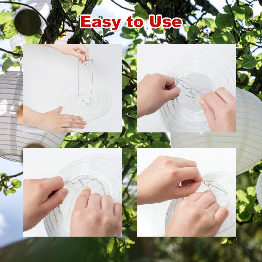 Lanterns round 20 Cm, White Lanterns, Pack of 10 Paper Lanterns, Hanging round Paper Lanterns, Paper Lamps for Wedding, Church, Garden, Party Decoration image number 3