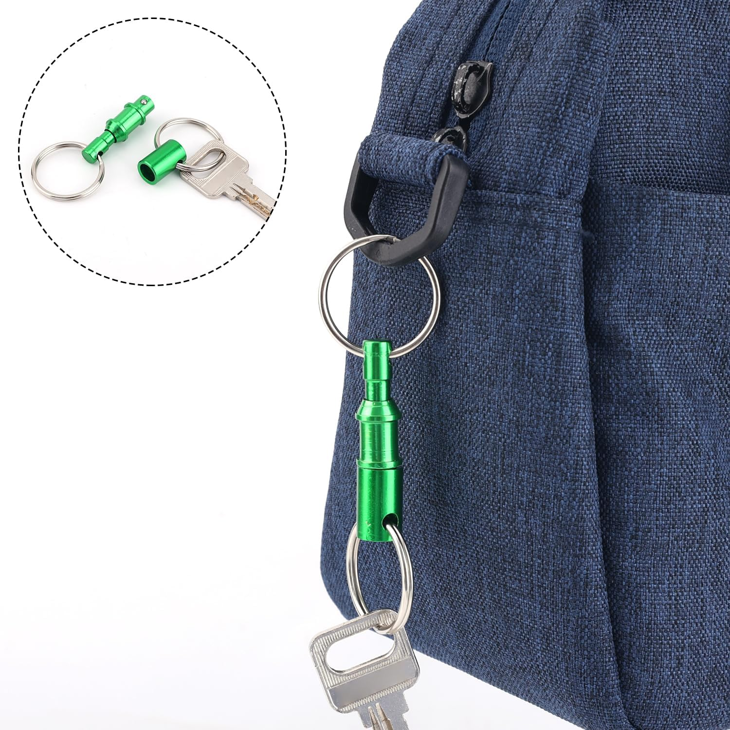 4Pcs Quick Release Keychain, Iron Brass Alloy Detachable Lock Holder Pull Apart Key Chain Quick Release Key Ring Double Spring Split Snap Separate Detachable Key Ring Quick Disconnect Keychain (Green) image number 2