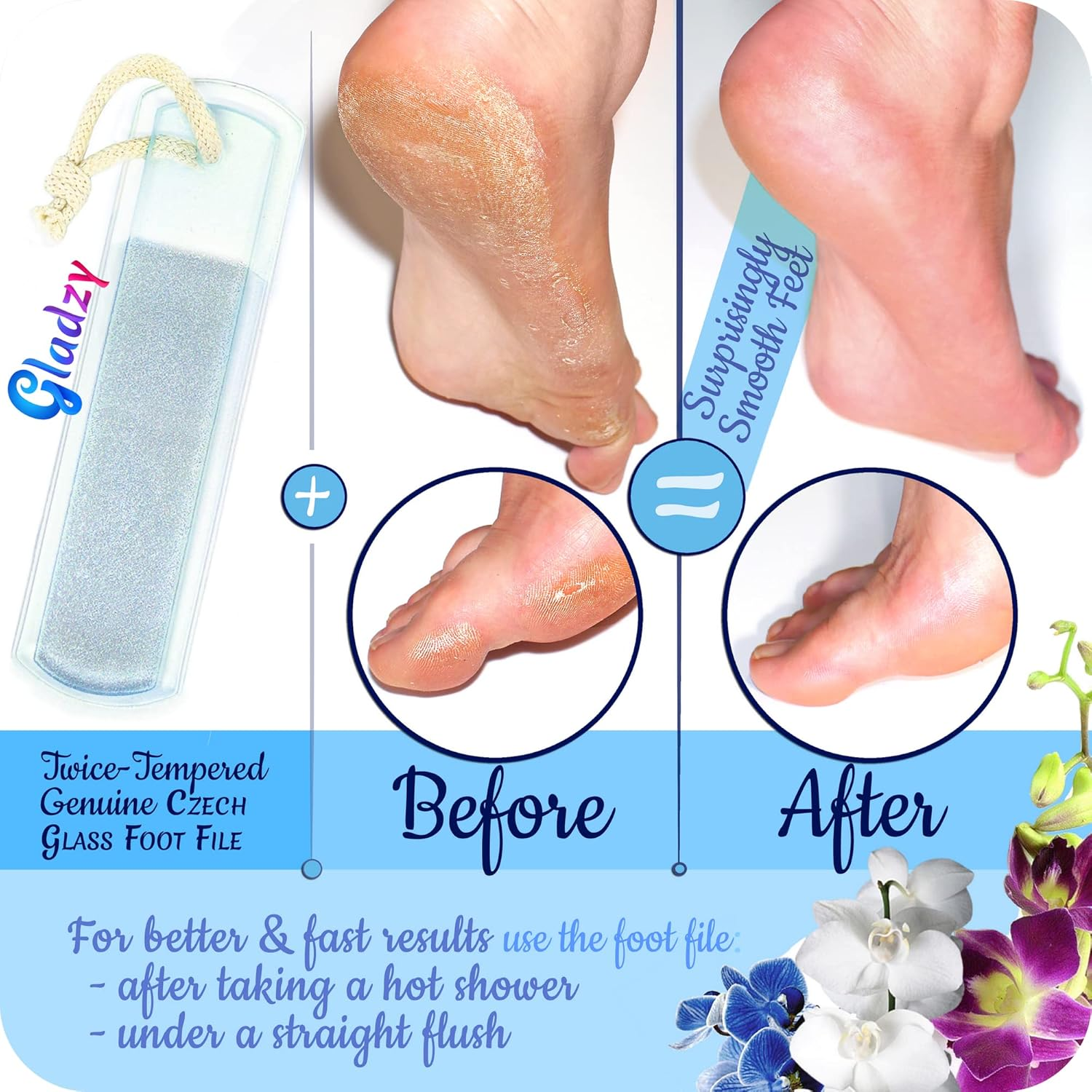 Genuine Czech Glass Foot File - Two-Sided Different Grit Surface, Gentle Callus Remover, Pedicure & Spa Rough Skin Scrubber, Professional Toenail and Heels Care, EU Quality, Large Size - Green image number 6