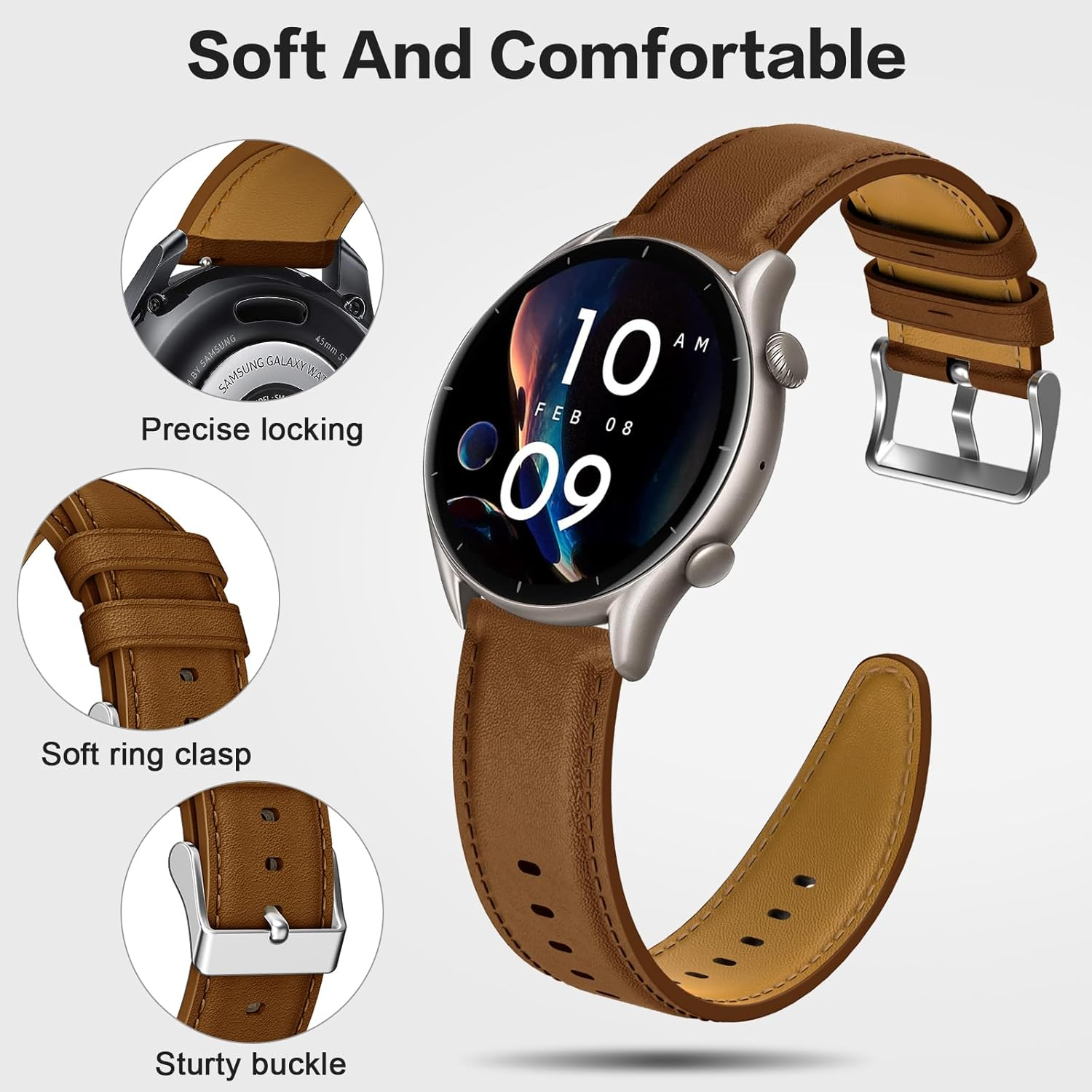 Hatolove Strap Compatible with Huawei Watch Gt3/Huawei Watch GT2/GT 2E Strap 46 Mm/Huawei Watch GT2 Pro/Gt/Classic/Sport Active, 22 Mm Leather Replacement Strap for Huawei Watch 3/3 Pro/4/4Pro 46 Mm image number 1
