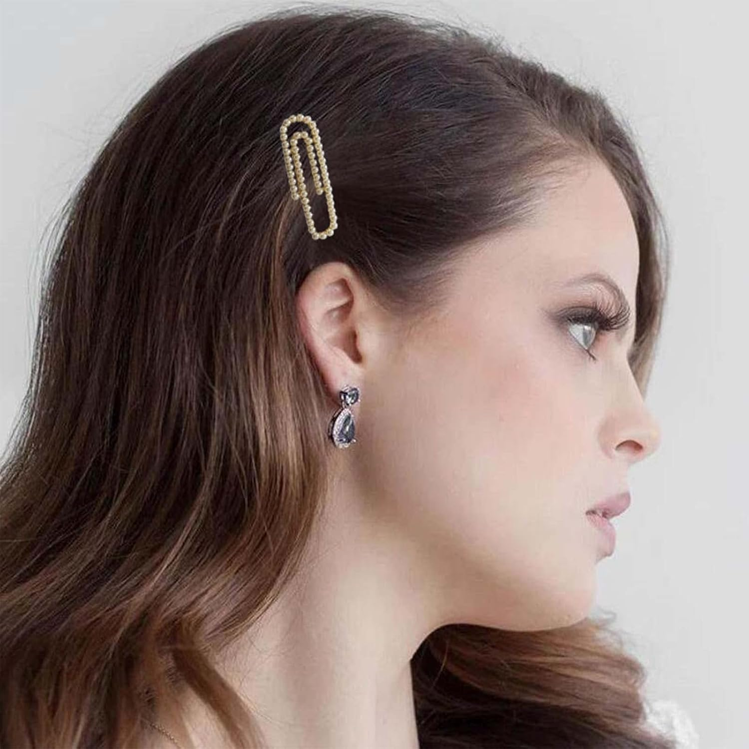 Andelaisi Boho Pearl Hair Clip Barrette Gold Pearl Hairpin Clips Vintage Paper Clip Hair Barrette Clip Tiny Pearl Head Clip Accessories for Women and Girls Headdress image number 6