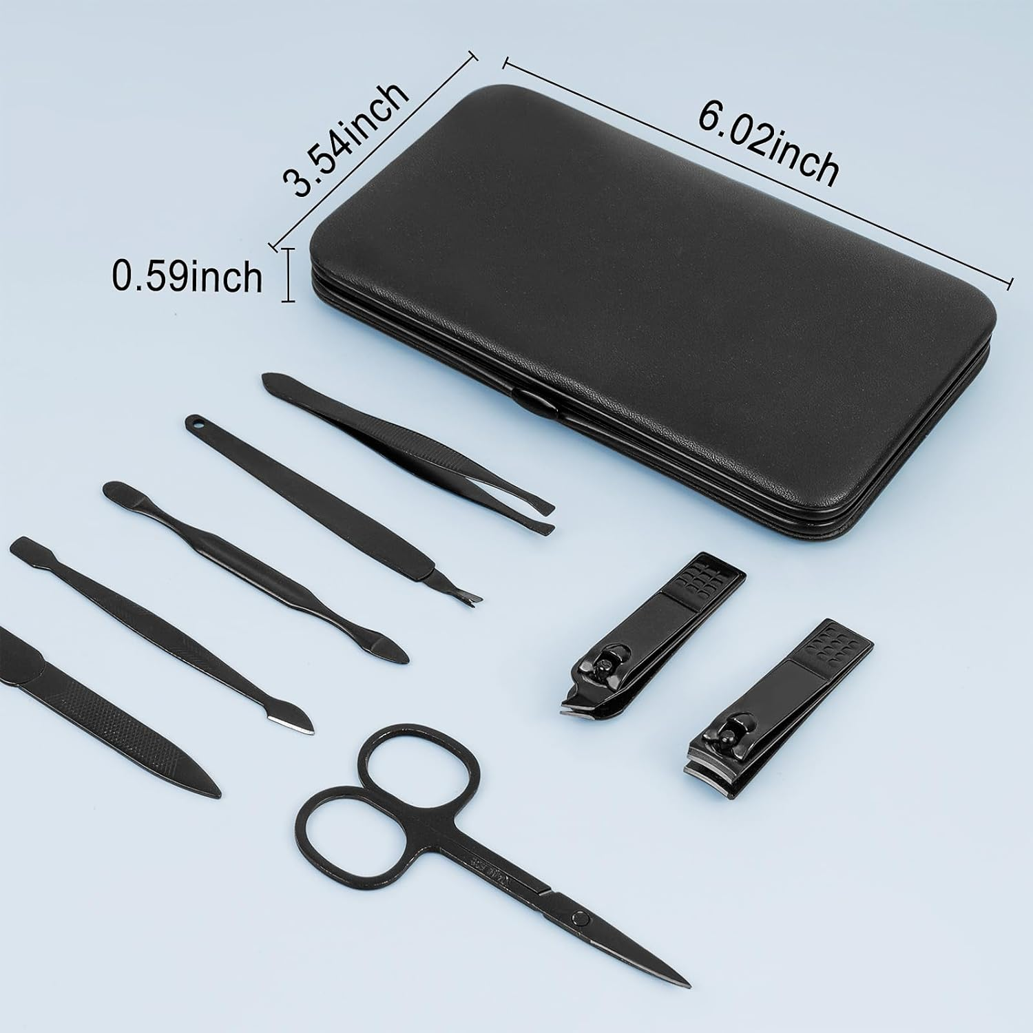 Professional Manicure Set, 18 in 1 Stainless Steel Personal Care Nail Kit Pedicure Kit Manicure Portable Nail Clipper Set Tools with Travel Case Black image number 2