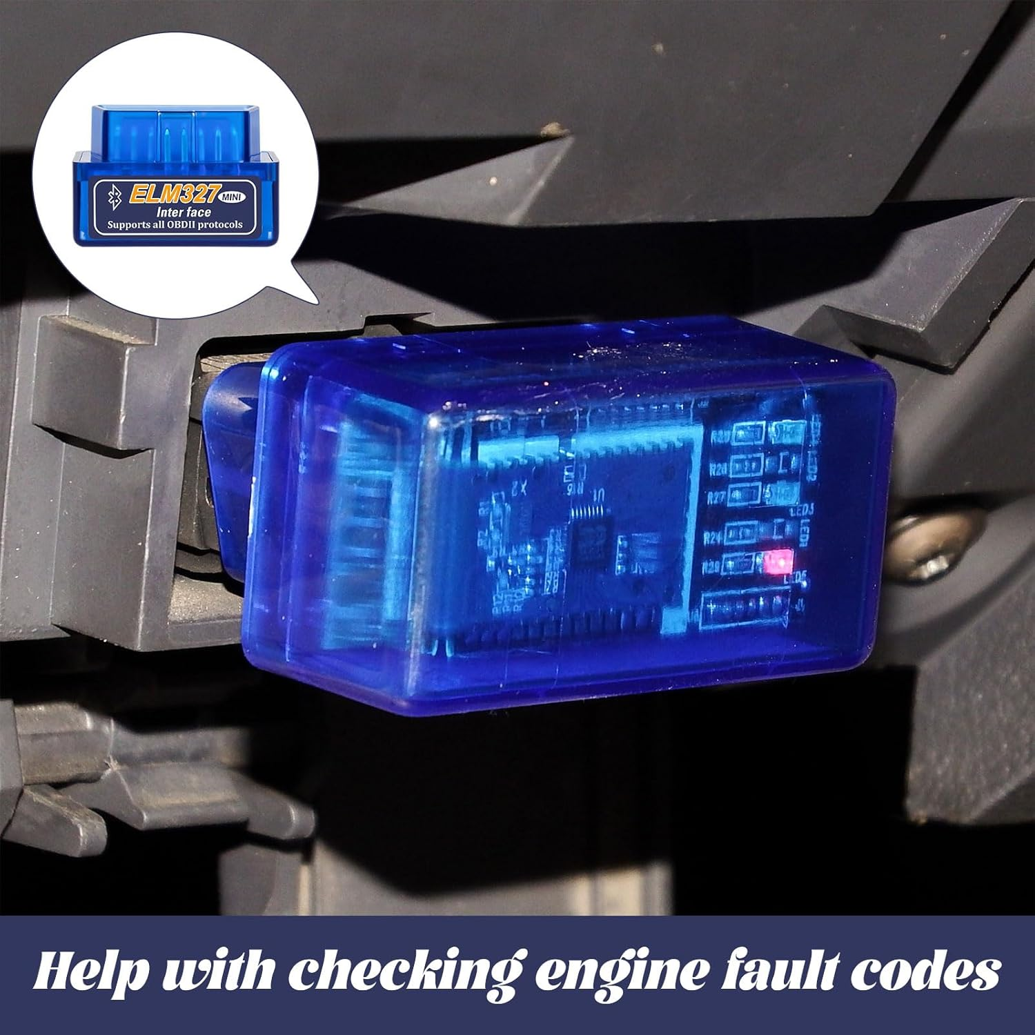 Elm327 OBD2 Bluetooth Scanner, Mini V2.1 OBD Scanner, Wireless OBD Car Code Reader, Bluetooth Scan Tool OBD2 Code Reader, Check Engine Code Reader, Compatible with Android, Symbian, PPC image number 2