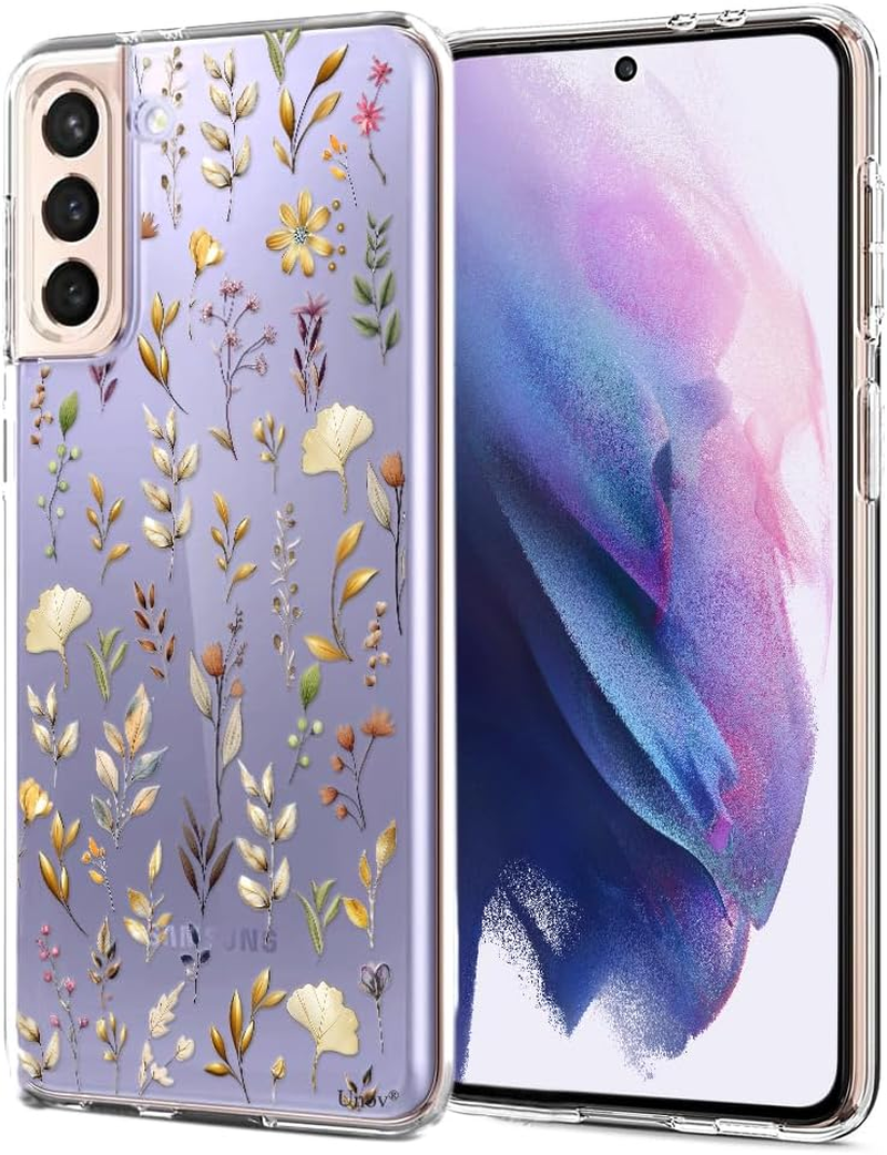 Unov Case Compatible with Galaxy S21 Case Clear with Design Soft TPU Shock Absorption Slim Embossed Pattern Protective Back Cover (Zodiac Galaxy)