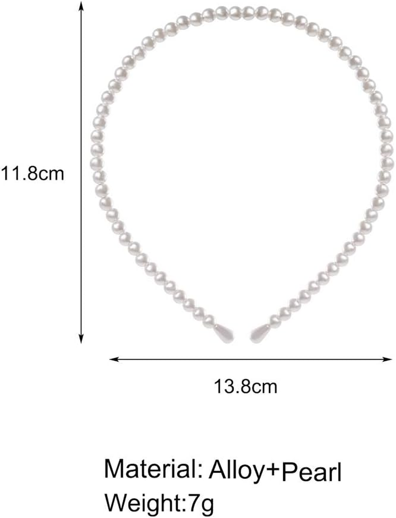 4 Pack Pearls Fashion Headbands Artificial Pearl Rhinestones Hairbands,Bridal Hair Hoop Party Wedding Hair Accessories for Women Girls image number 6
