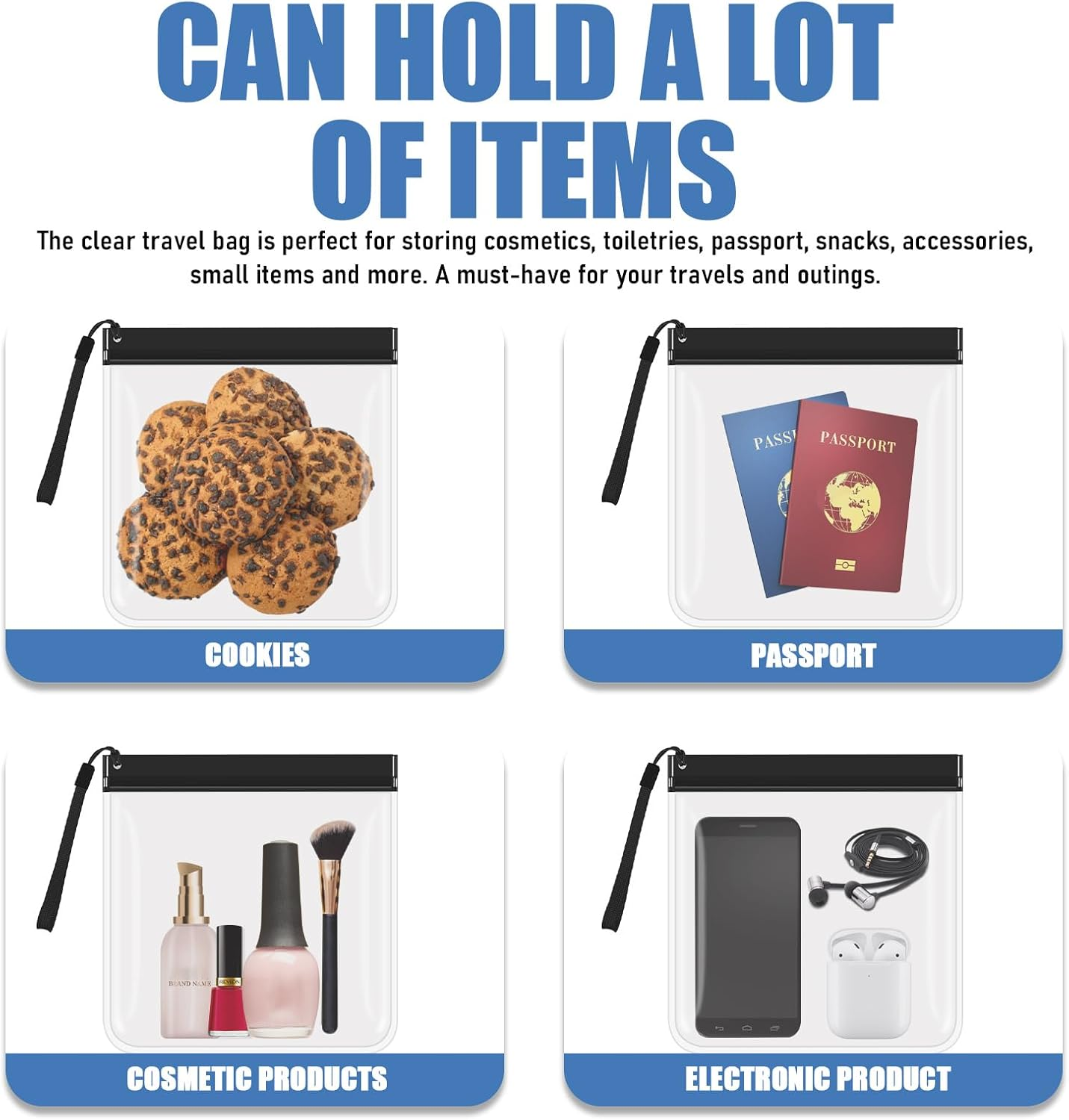 5 Pack Clear Travel Bags for Toiletries, YITOBA Portable Clear Toiletry Bag, Portable Size Waterproof Travel Pouches, Leak-Proof Plastic Pouch for Liquids and Cosmetics (5 Pcs) image number 5