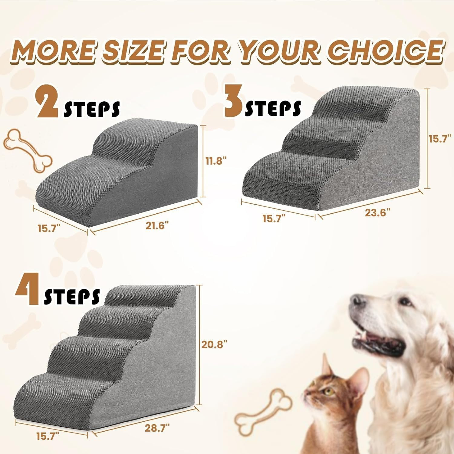 4 Tiers Dog Ramp and Stairs for Beds or Couches - Non - Slip Sturdy Pet Steps,Dog Stairs and Ramp for Small & Large Dogs to Get on High Bed & Outdoor Steps image number 4