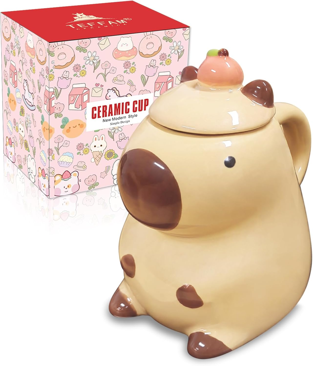 Gifts for Women Funny Capybara Coffee Mugs Birthday Gifts for Women Her Girls Kawaii Tea Cup Best Friend Christmas Daughter Graduation Gift Ceramic Autumn Mug with Lid Cute Capybara Stuff Decor image number 2