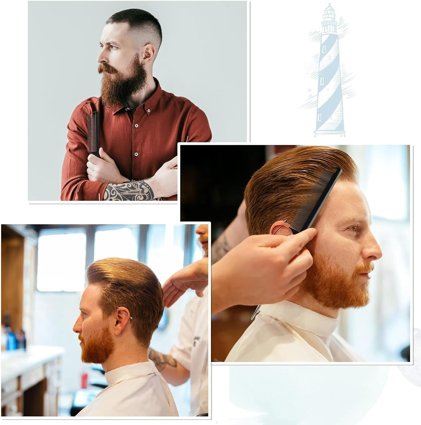 3 Pack Rat Tail Comb, Long Steel Pin Teasing Combs with Stainless Steel Pintail for Salon Hair Stylists, Metal Parting Combs for Women, Purple/Black/Pink image number 6