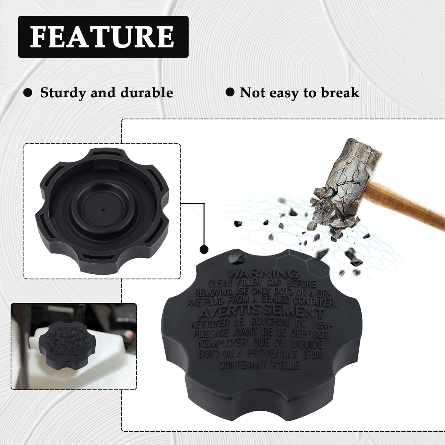 Car Brake Fluid Cap,Durable Master Cylinder Cap Compatible with Hyundai Accent Azera Elantra Kia Optima,Brake Reservoir Cap Car Accessories Replacement OEM#58531-07000,585312B500 image number 6