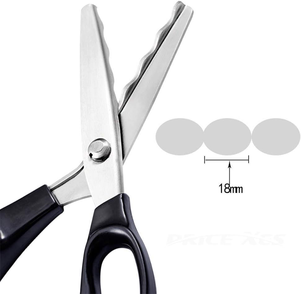 Fabric Pinking Shears Craft Scissors，Serrated Scalloped Stainless Steel Handled Professional Sewing Black Scissors, Scissors for Leather, Tailoring, Paper Crafts Hand Shears Etc. (Scalloped18Mm) image number 3