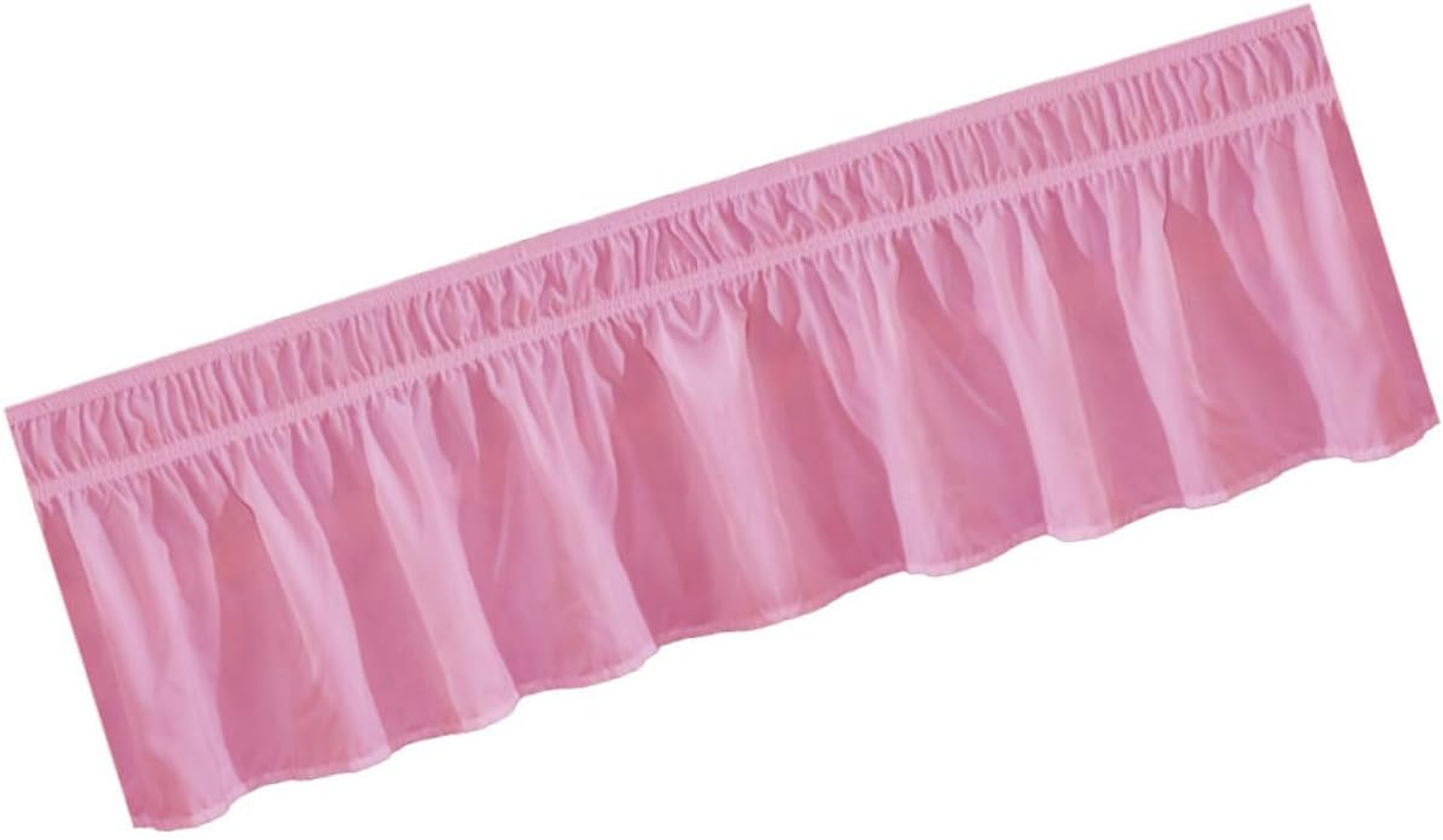 JEWEDECO Solid White Elastic Pleated Design 100% Polyester Fits Queen Size Easy to Install for Bedroom Decor