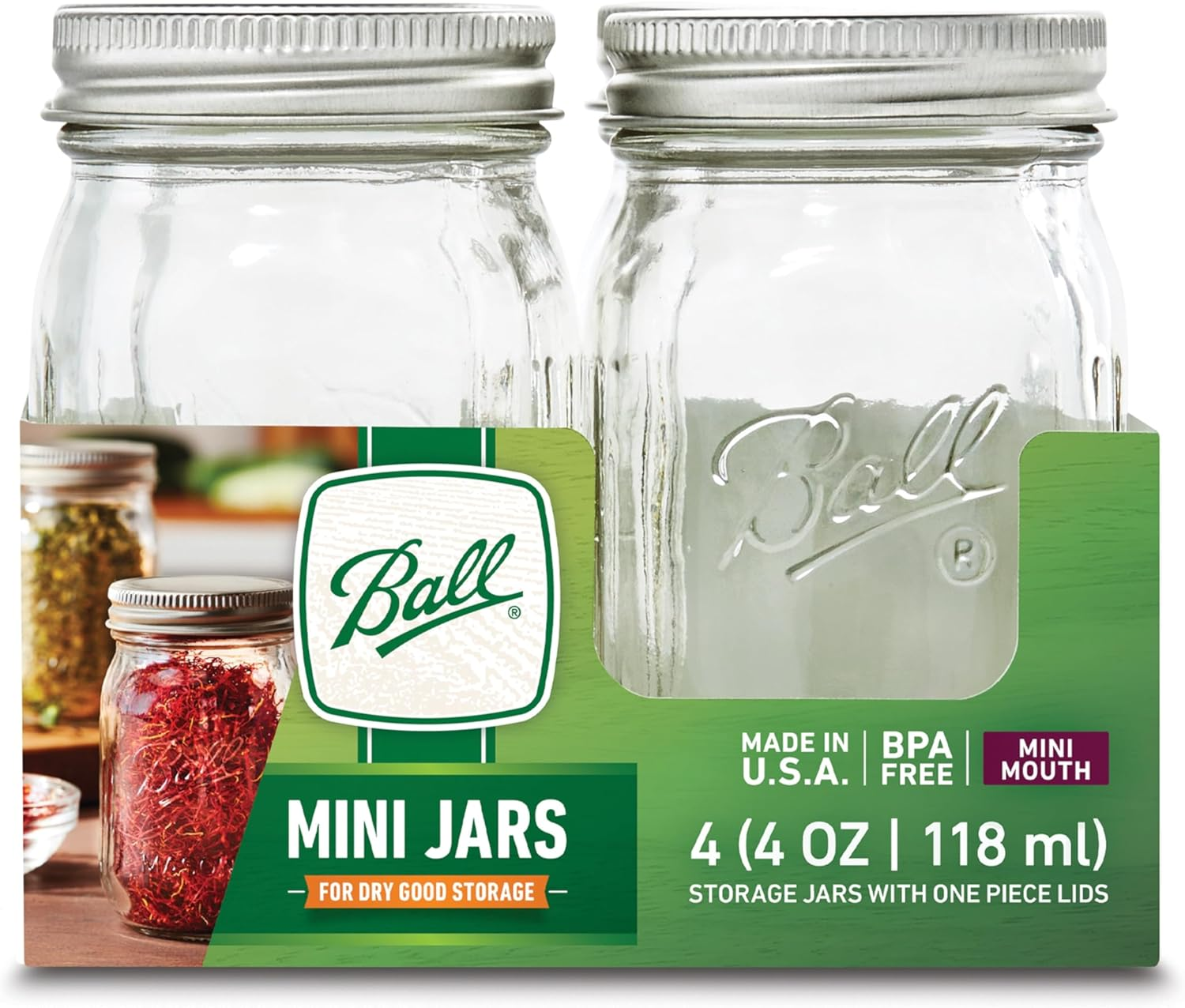 Ball Glass Mini Storage Jar, Quarter Pint Size, 4 OZ (Pack of 8) image number 2
