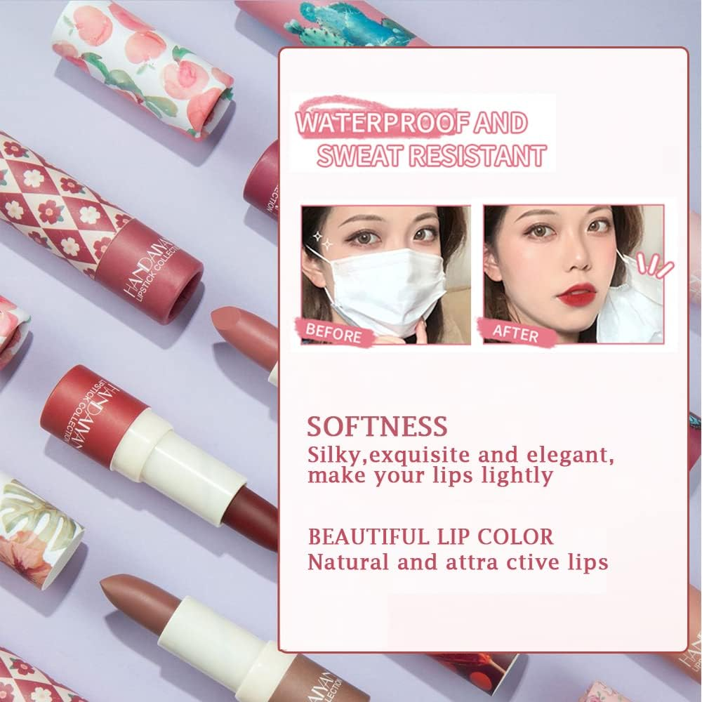 Wimode Matte Nude Lipstick,Silky Velvet Lip Gloss Waterproof Long Lasting Lipstick for Women Lip Stick Non-Stick Cup(002#) - 003 image number 5