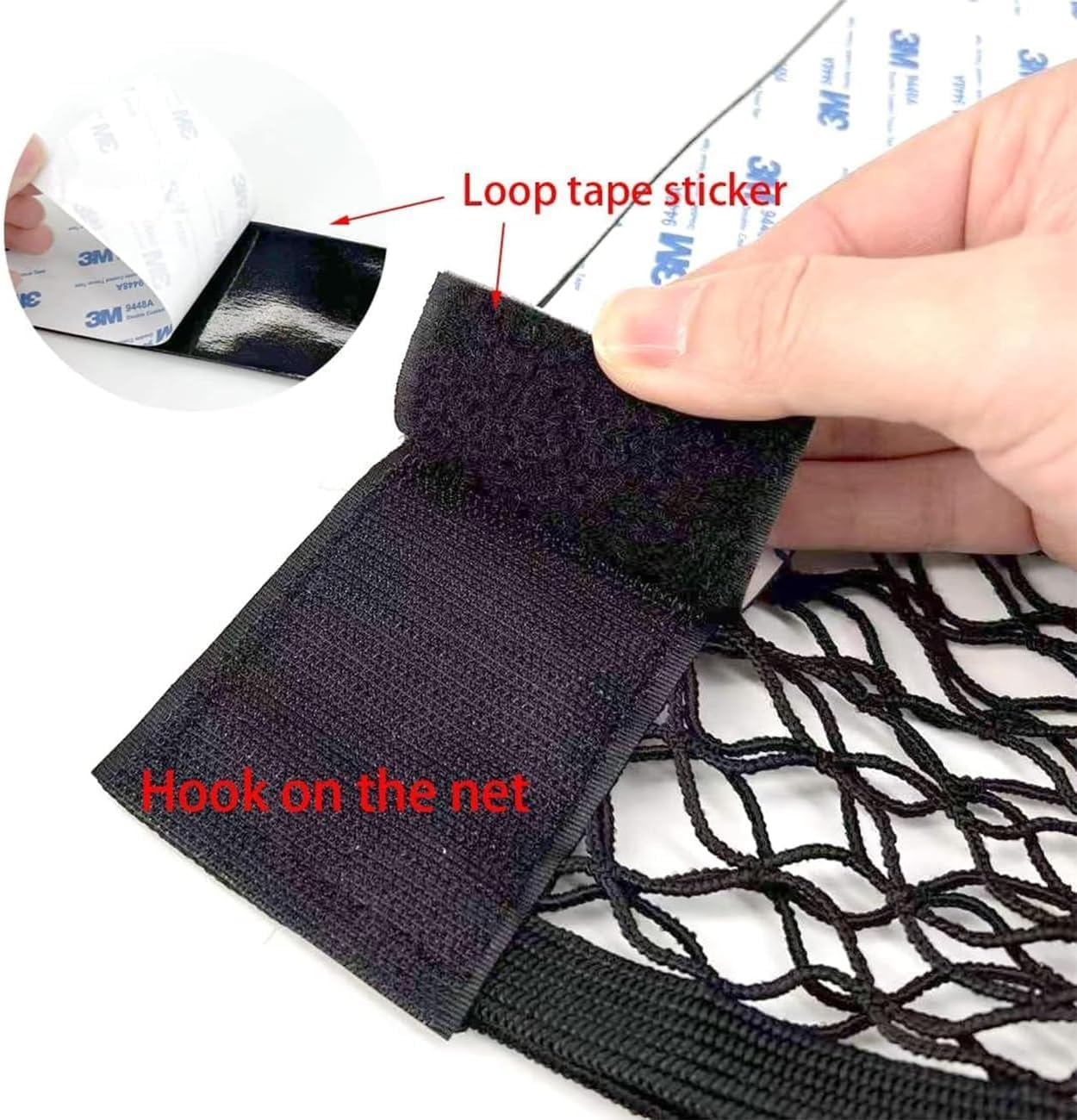4-Pack Car Mesh Cargo Net | Universal Storage Organizer (25-50Cm) | Adhesive Wall Pocket for Car Boot, RV, Home | Elastic Trunk Storage Solution with 8 Tape Stickers image number 2