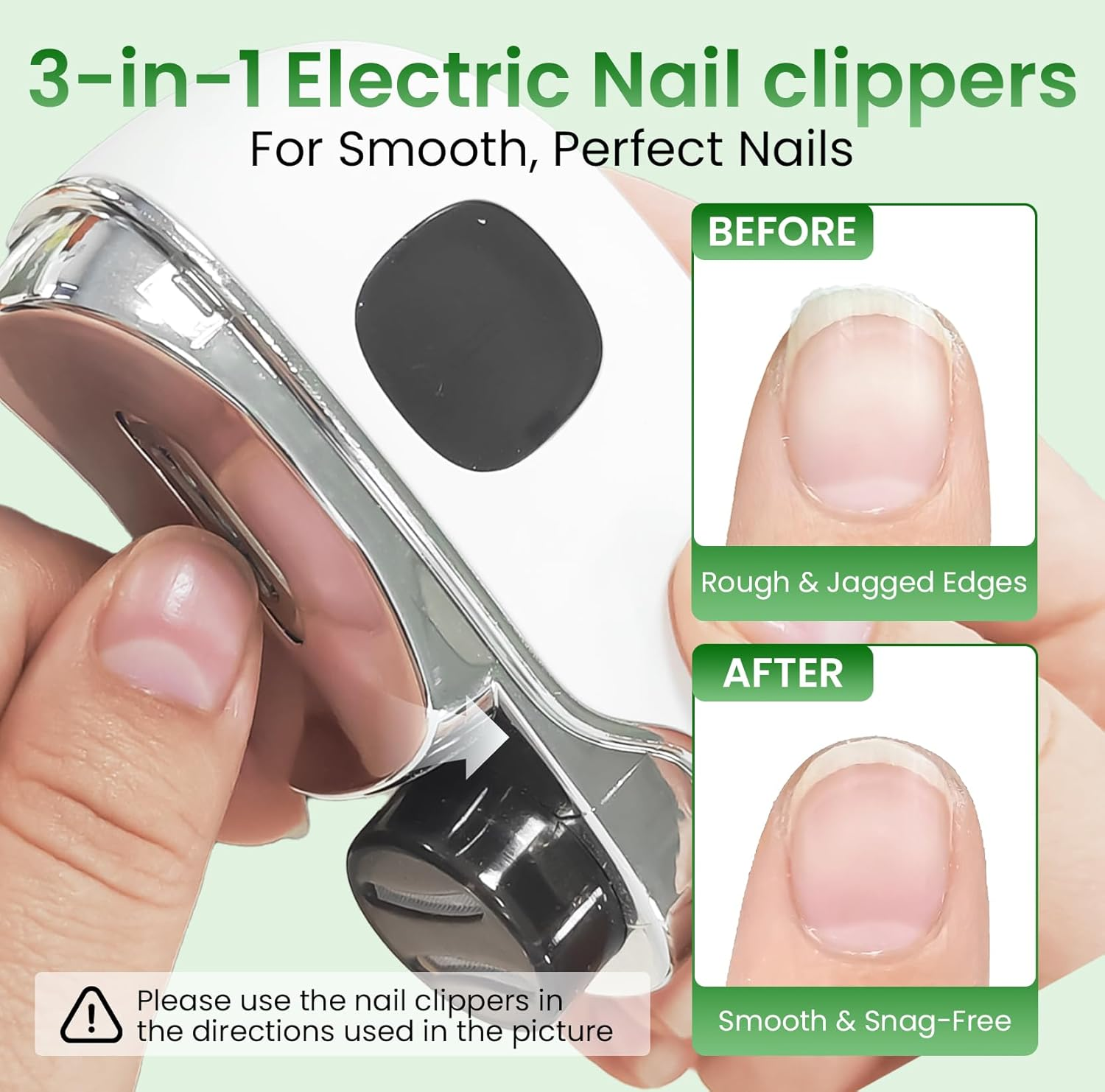 Upgraded 3-In-1 Electric Nail Clipper with Collector & LED Light, Automatic Electric Fingernail Clippers for Women Man, Nail File Toenail Trimmer for Baby Kids Adults Senior image number 3