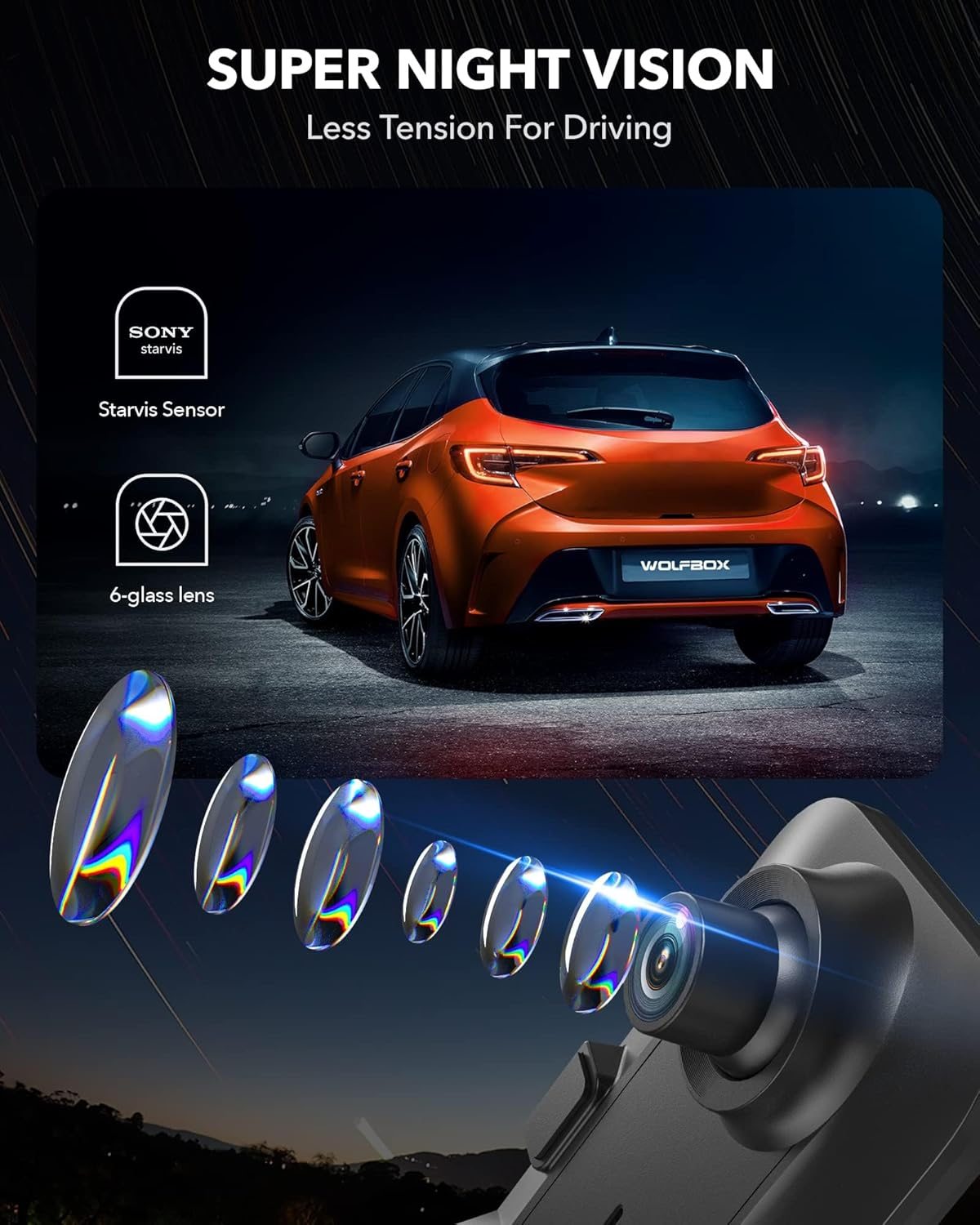 WOLFBOX G840H 12'' Mirror Dash Cam, with 2.5K Front Camera and 1080P Rear Camera, Wifi-Enabled Mirror Dash Cam Front and Rear, Includes a 32GB Card & GPS image number 2