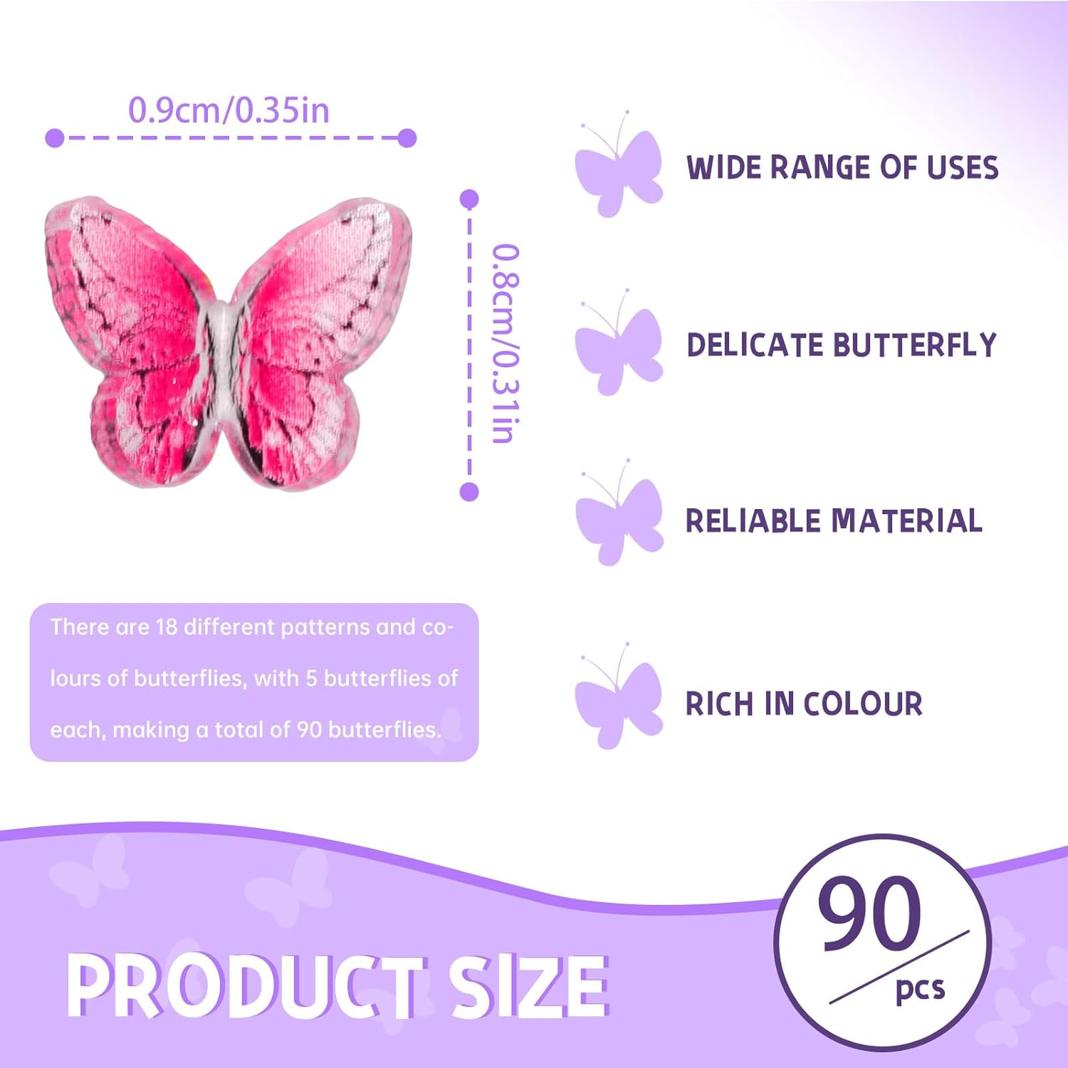 90Pcs Micro Resin Butterflies Miniatures, 3D Butterfly Nail Charms, Nail Decorations and Tiny Butterflies for Nail Art Decoration DIY Crafting Design (90Pcs) image number 4