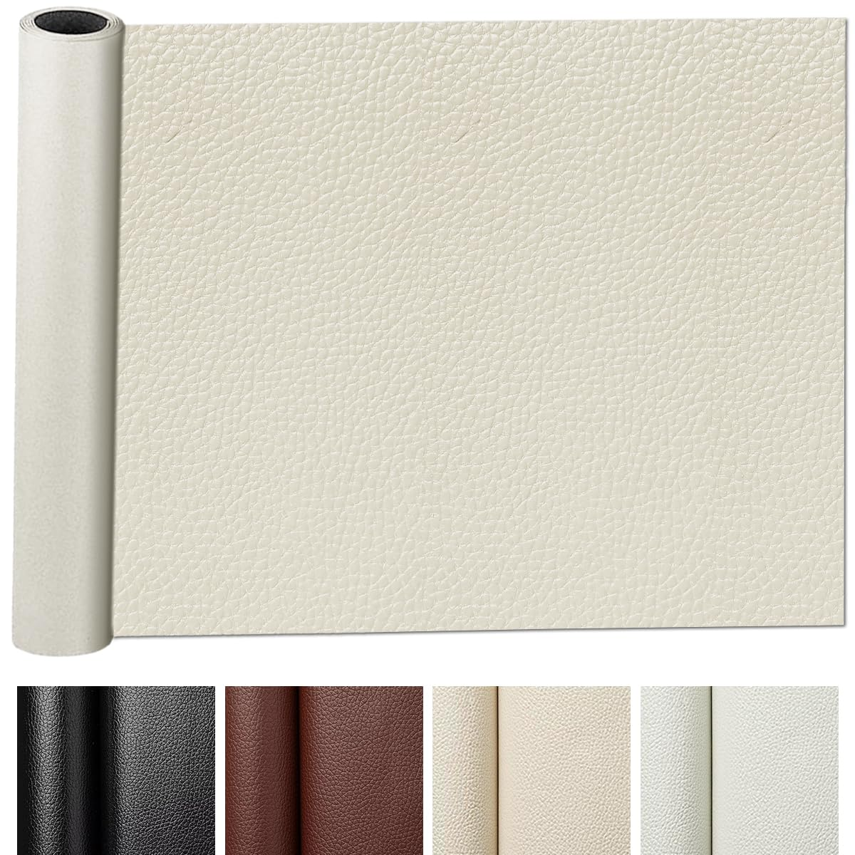 Leather PU Repair Patch for Couches, H HOME-MART 15.74 X 59Inch Reupholster Tape Patches Kit, Leather Patch Kit, Black PU Leather Repair Tape Self-Adhesive for Sofas,Couch Furniture (Milk White)