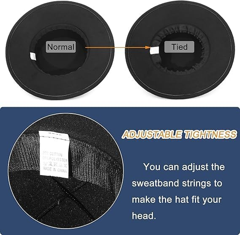 EOZY Women Men Classic Felt Fedora Hat Wide Brim Flat Top Jazz Panama Hat Casual Party Church Hat image number 3