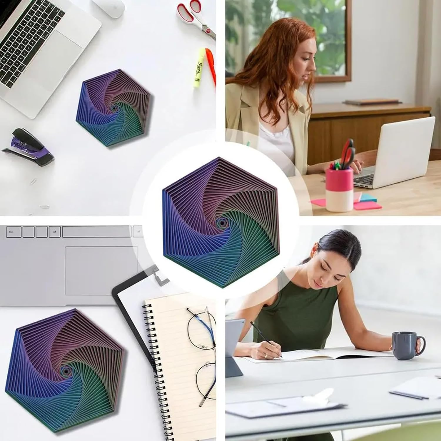 Fractal Fidget Hexagon,3D Printed Hexagon Fidget Toy,Infinity Cube Sensory Toys,Hexagon Spiral Visual Fingertip Toys for Stress Anxiety Kids & Adults Infinity Cubes image number 3