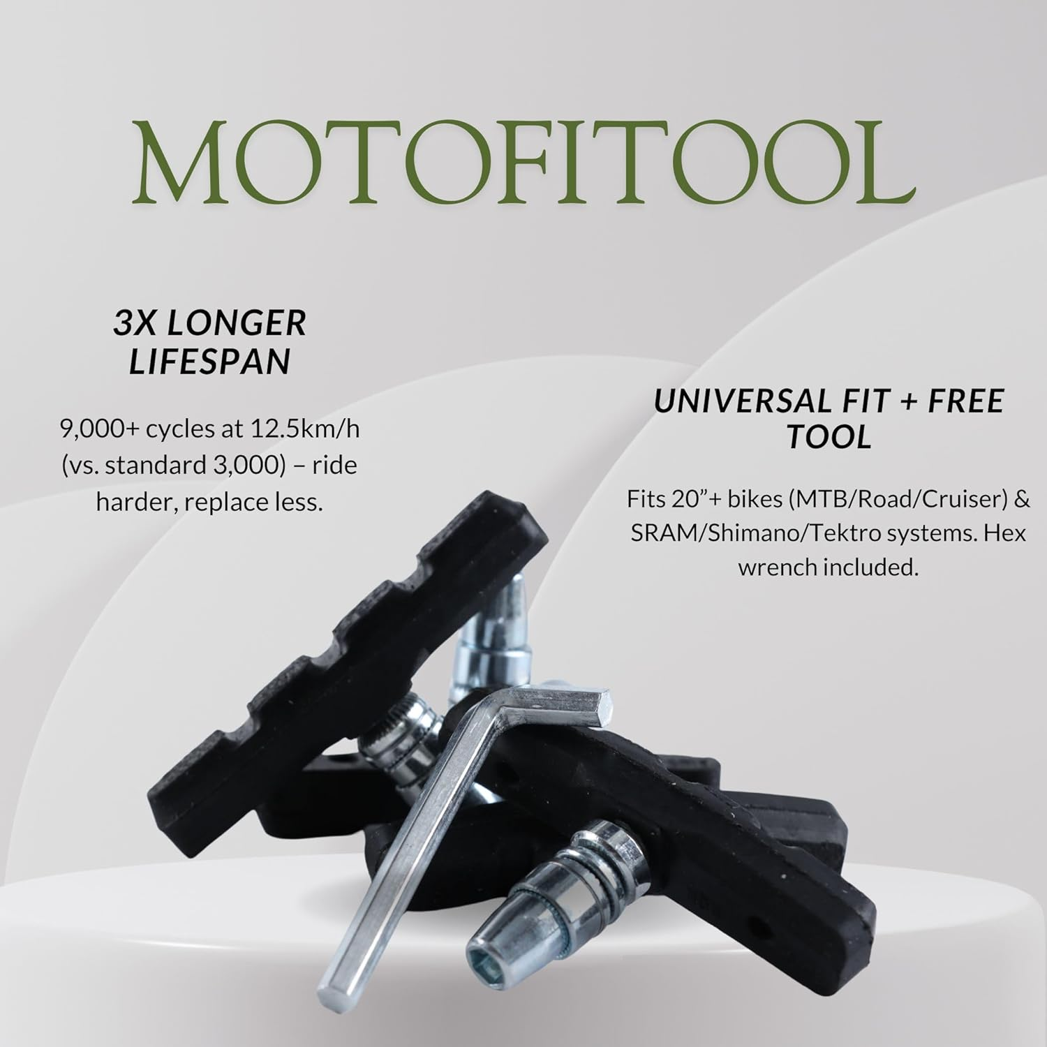 Bike Brake Pads, Powerful Noiseless V Brake Pads for Mountain Bikes, Compatible with Shimano, Tektro, Mongoose, No Skid Long-Lasting Mountain Bike Parts