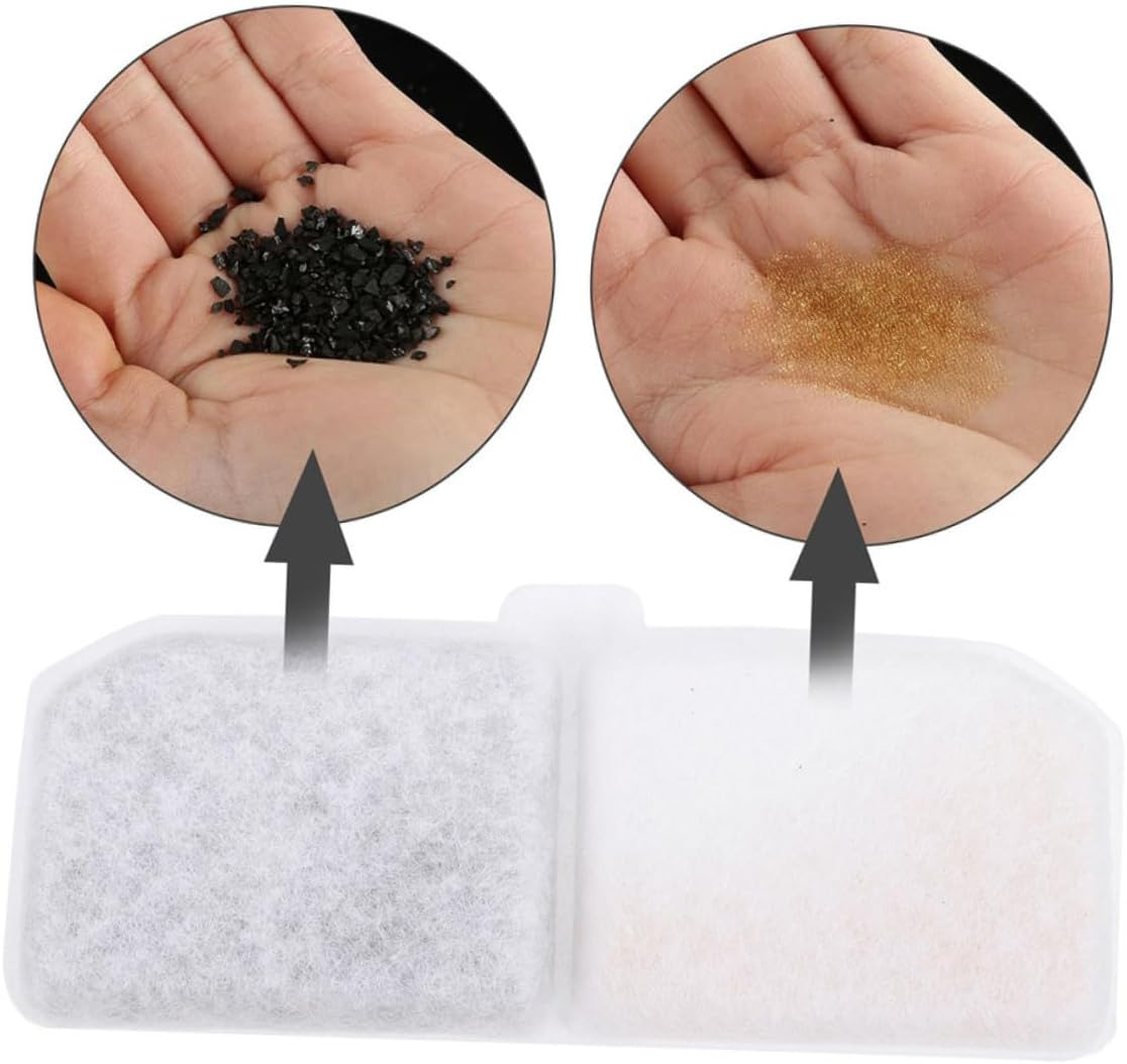 Gatuida Cat Water Fountain Replacement Filters 6Pcs with Charcoal and Square Sponge for Efficient Water Filtration and Circulation image number 1