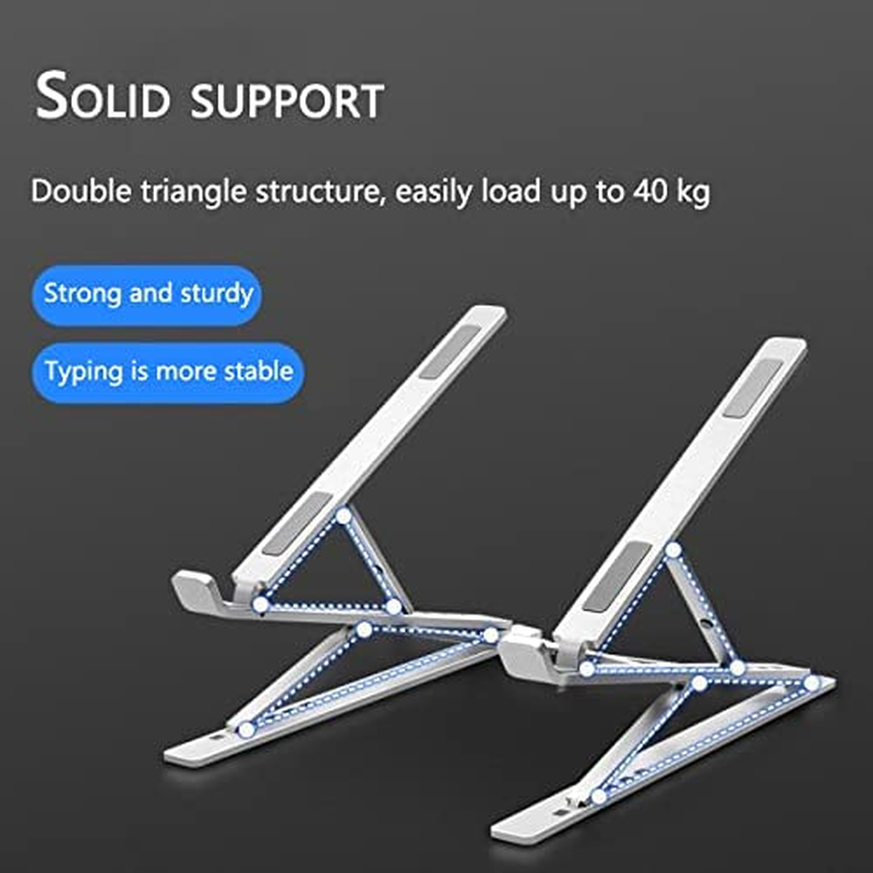 Dogfish Laptop Stand, Ergonomic Aluminum Laptop Riser for Desk, Computer Stand 7+9-Step Height Adjustable, Foldable Notebook Stand Compatible with All 10-17" Laptops