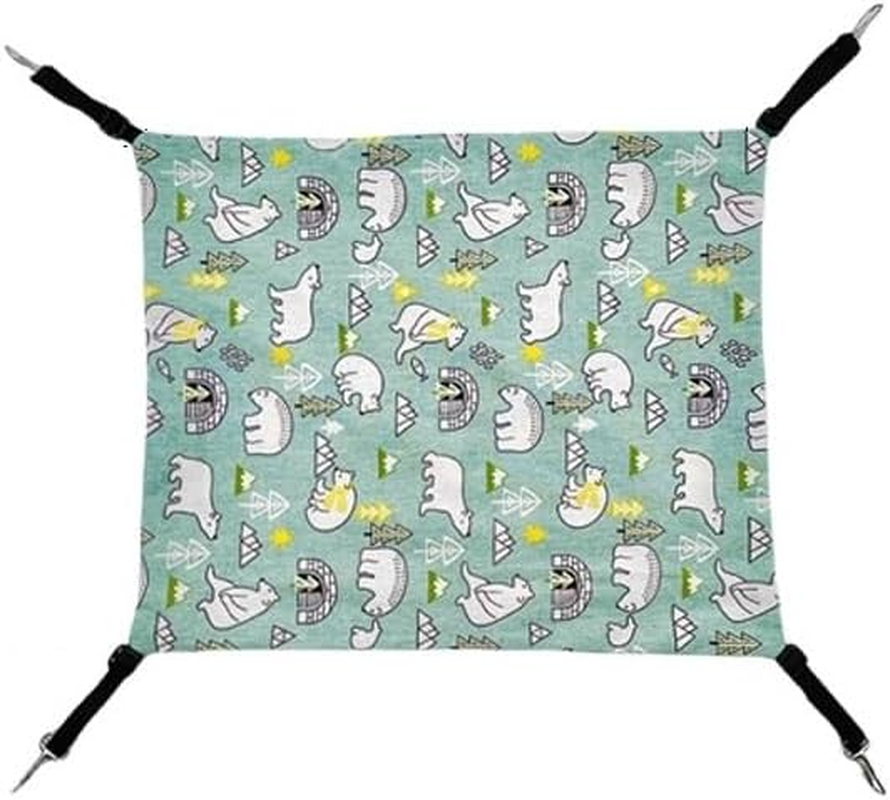 Reversible Cat Hanging Hammock, Pet Cage Hammock Bed with Adjustable Straps, Soft Sleeping Hammock for Cat, Ferret, Puppy Dog, Rabbit, Small Animals - Cat Stuffs (White Bear, M) image number 2