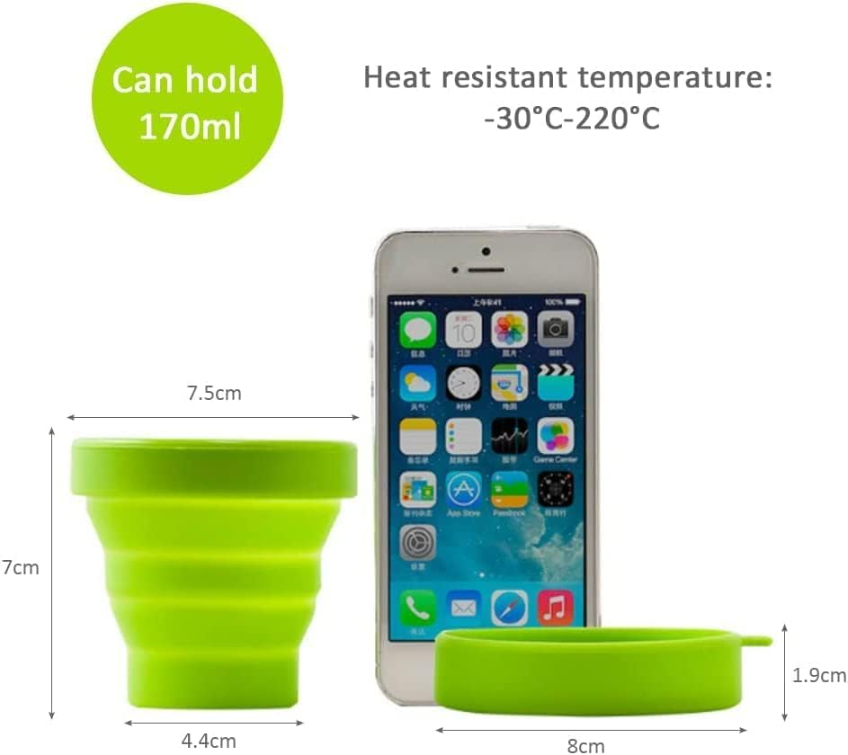 Joysong Foldable Silicone Cup Camping Mug with Plastic Lid Outdoor Picnic Folding Cup Reusable Portable Water Cup Set for on the Go image number 2